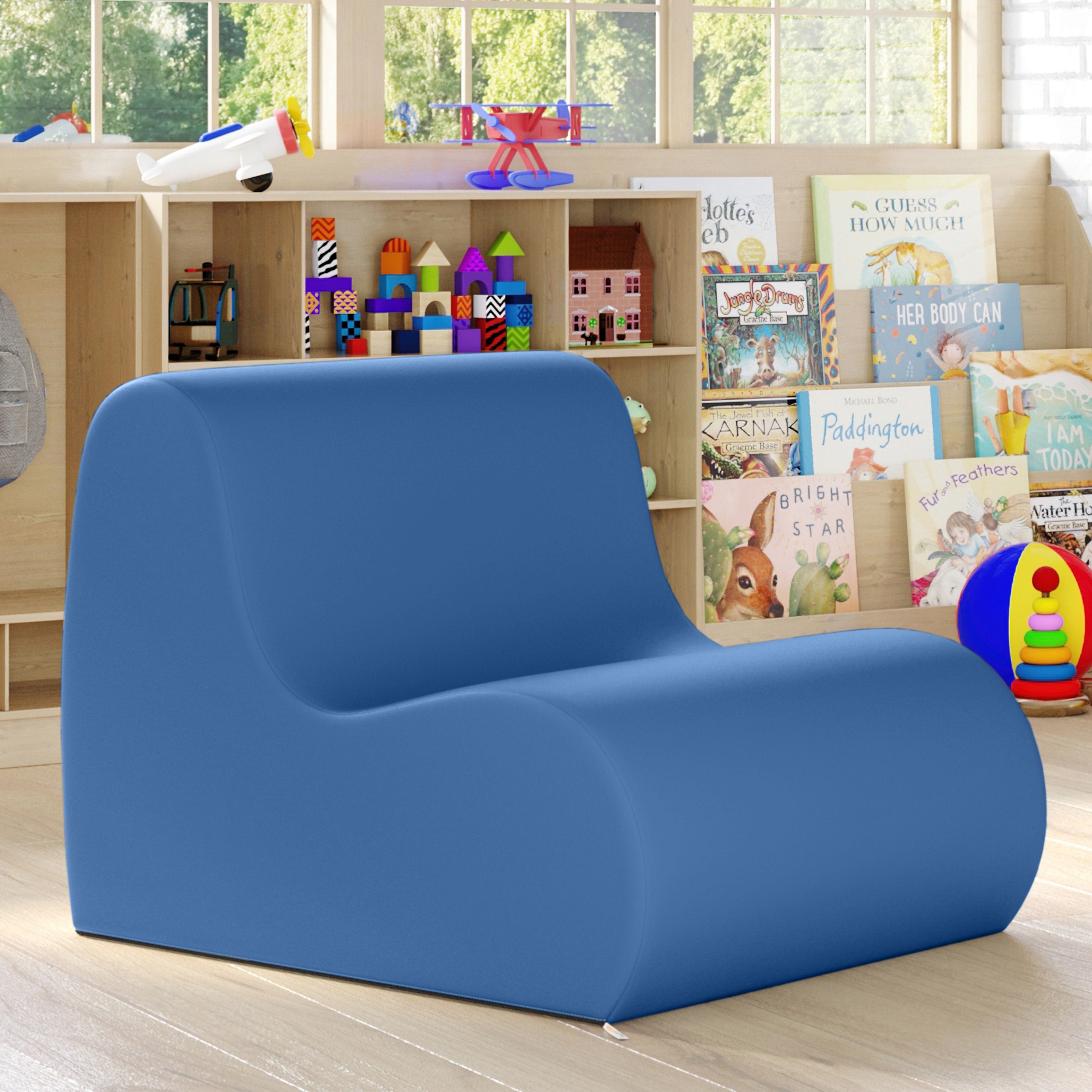 Jaxx Midtown Medium Classroom Soft Foam Chair - Premium Vinyl Cover - Royal Blue