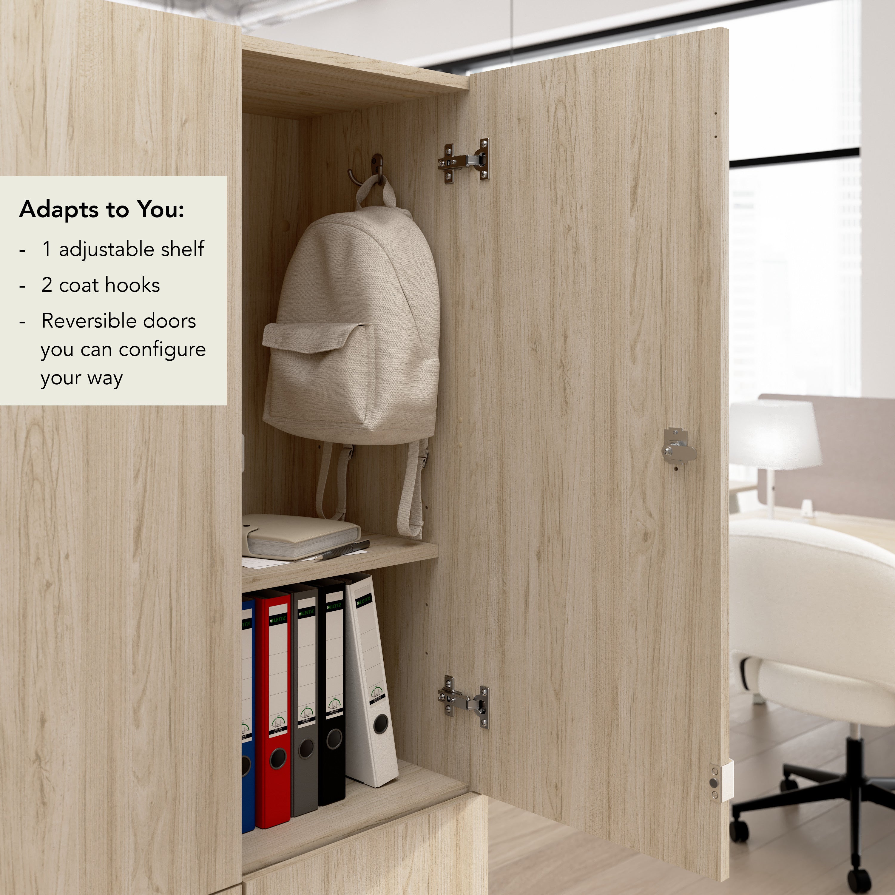Bush Business Furniture Assure Two Tier 4 Door Storage Lockers with Keypad Locks in Natural Elm - 29.76" Width x 15.35" Depth x 72.15" Height
