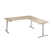 Bush Business Furniture Move 60 Series 72W Height Adjustable L Shaped Standing Desk in Natural Elm with Metallic Gray Base - 71.02" Width x 76.97" Depth x 27.44" Height
