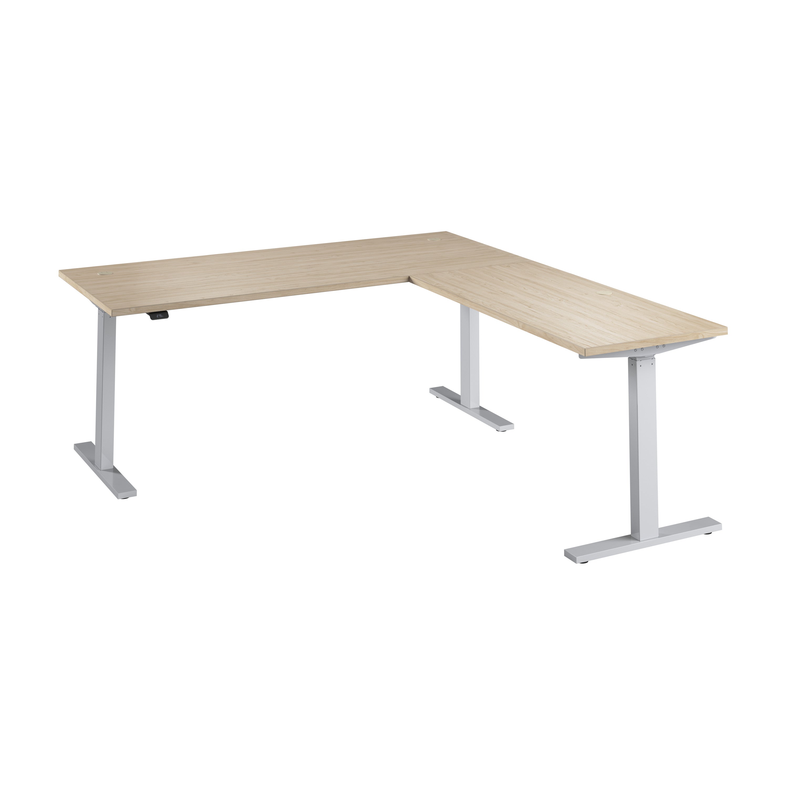 Bush Business Furniture Move 60 Series 72W Height Adjustable L Shaped Standing Desk in Natural Elm with Metallic Gray Base - 71.02" Width x 76.97" Depth x 27.44" Height