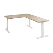 Bush Business Furniture Move 60 Series 60W Height Adjustable L Shaped Standing Desk in Natural Elm with White Base - 59.45" Width x 76.97" Depth x 27.44" Height
