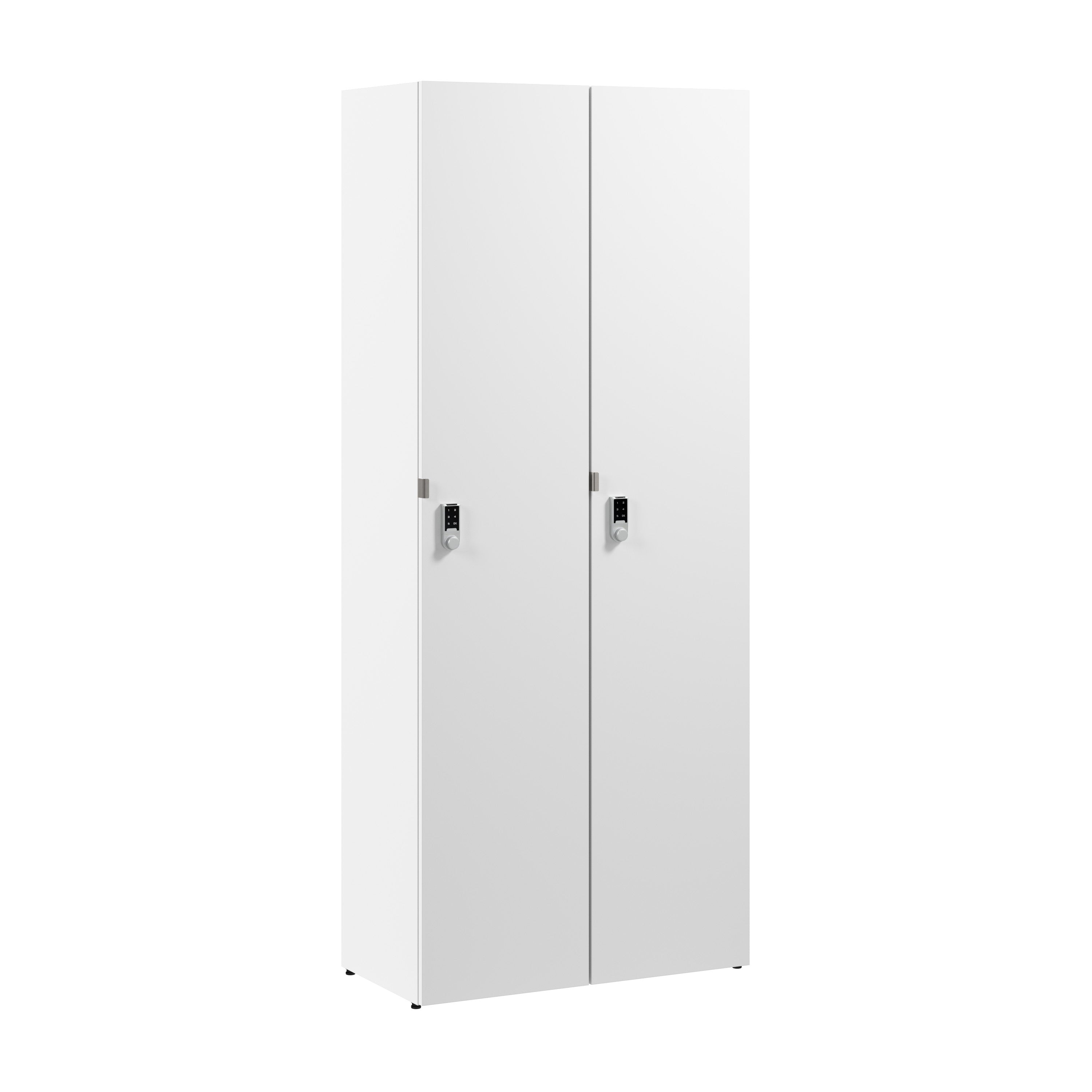 Bush Business Furniture Assure Single Tier 2 Door Storage Locker with Keypad Locks in White - 29.76" Width x 15.35" Depth x 72.15" Height