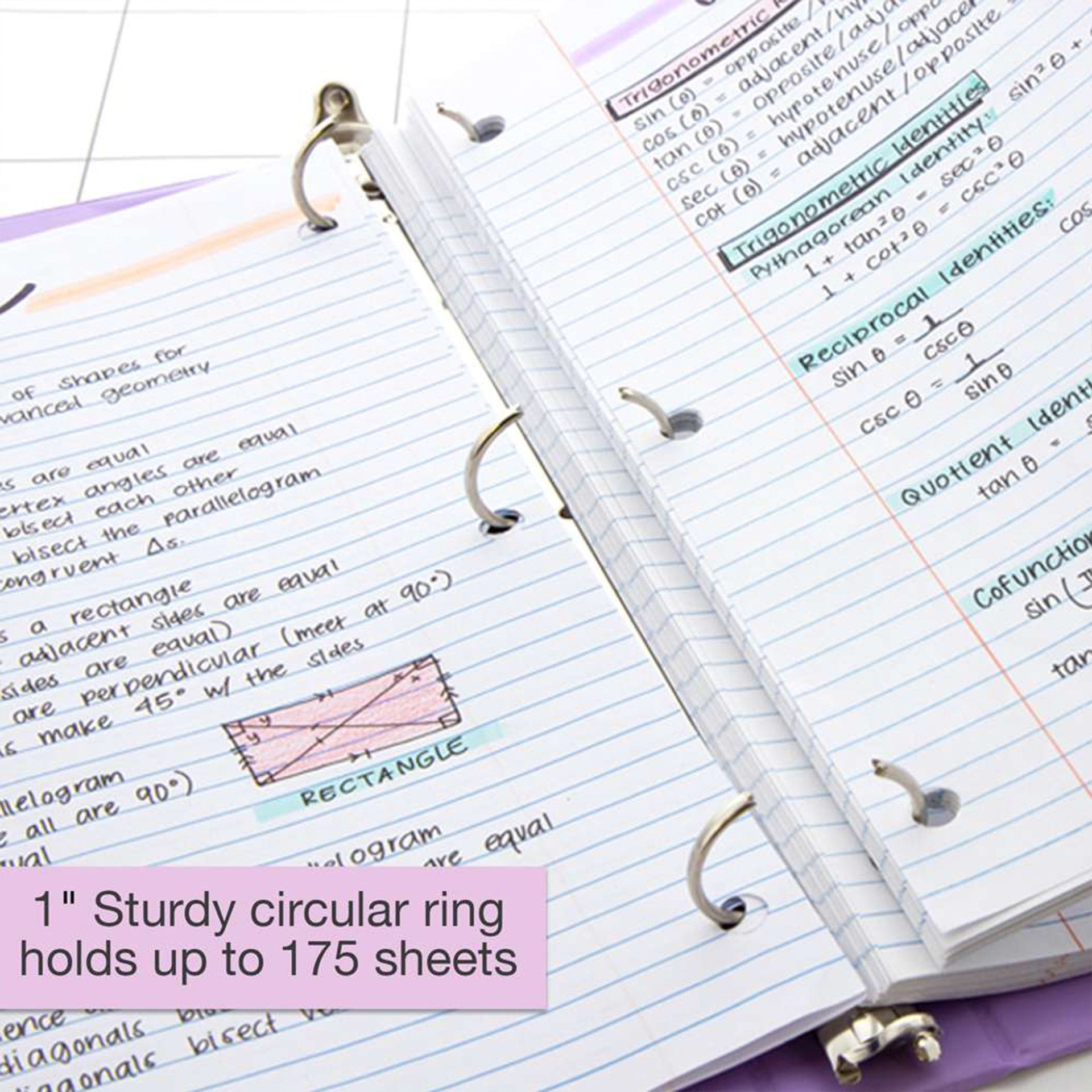 1" 3-Ring View Binder with 2-Pockets, Assorted Pastel Colors, 1 Count