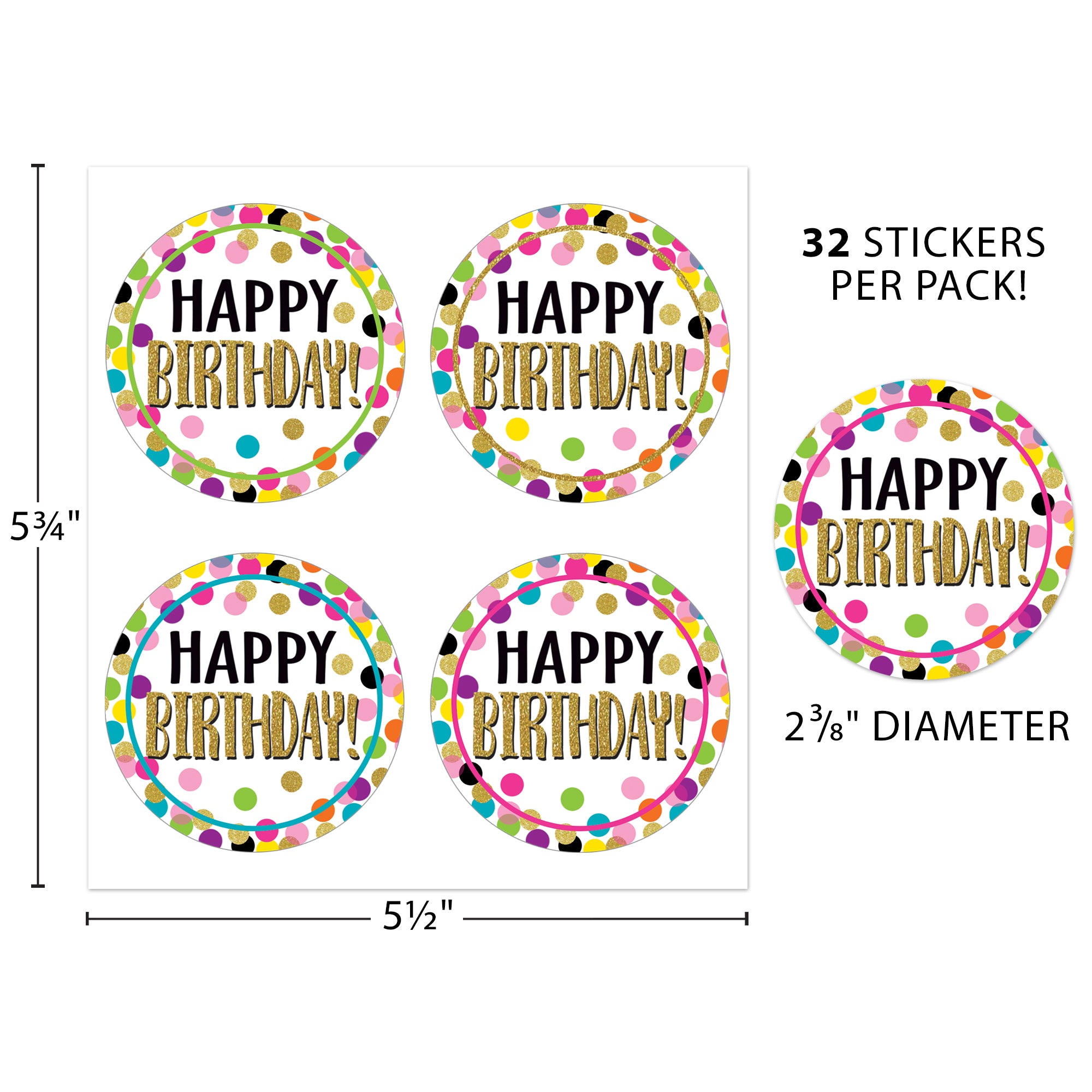 Confetti Happy Birthday Wear ’Em Badges