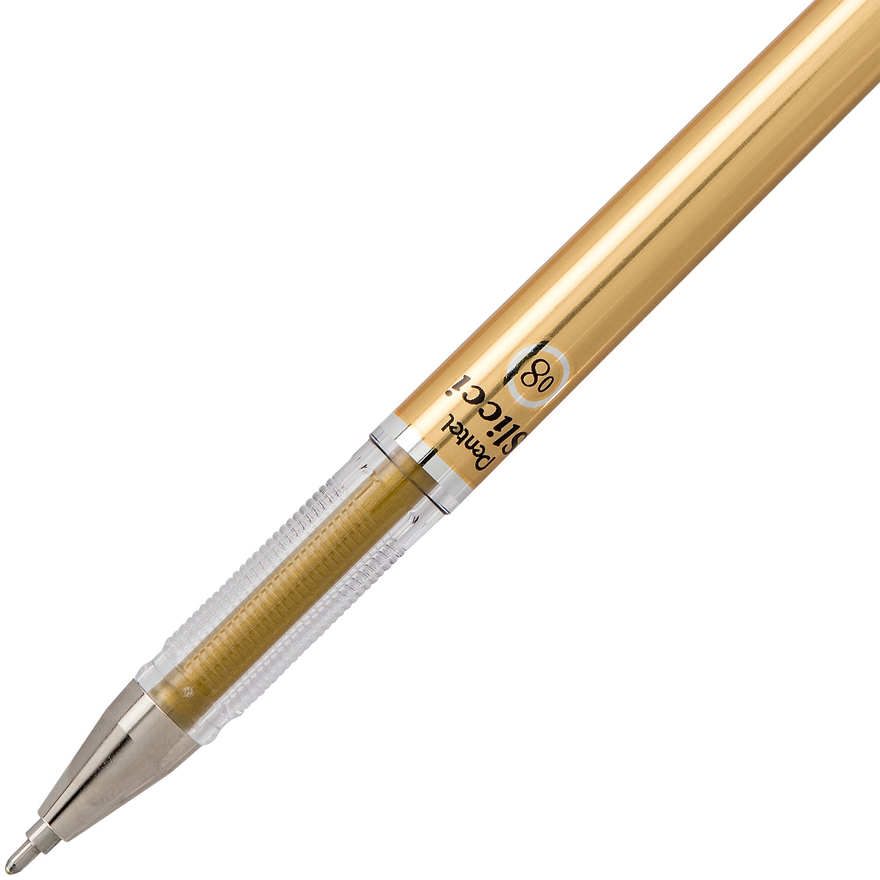 Slicci METALLIC (0.8mm) Needle Tip Med Gel Pen, Gold Metallic Ink, Pack of 12