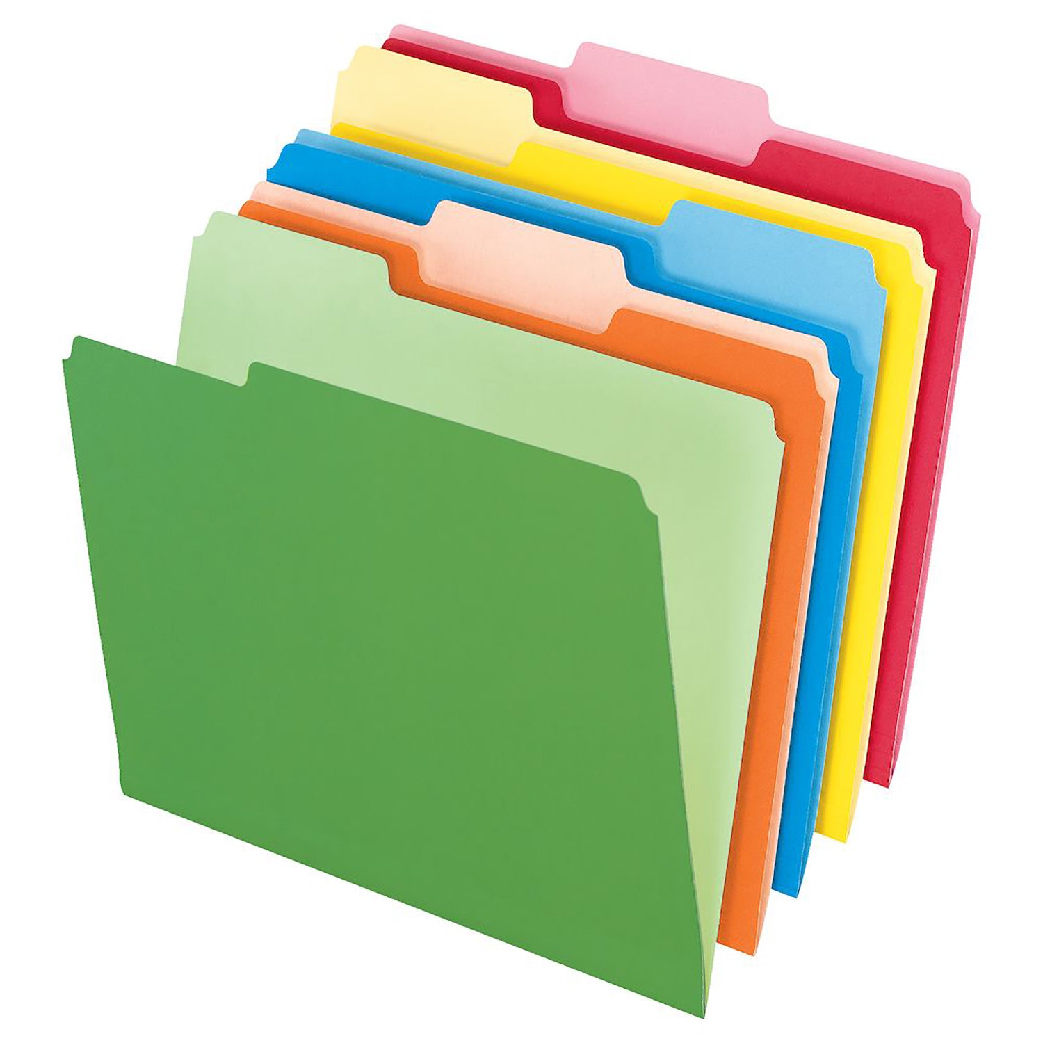 Two-Tone Color File Folders, Letter Size, Assorted Colors, 1/3 Cut, Box of 100