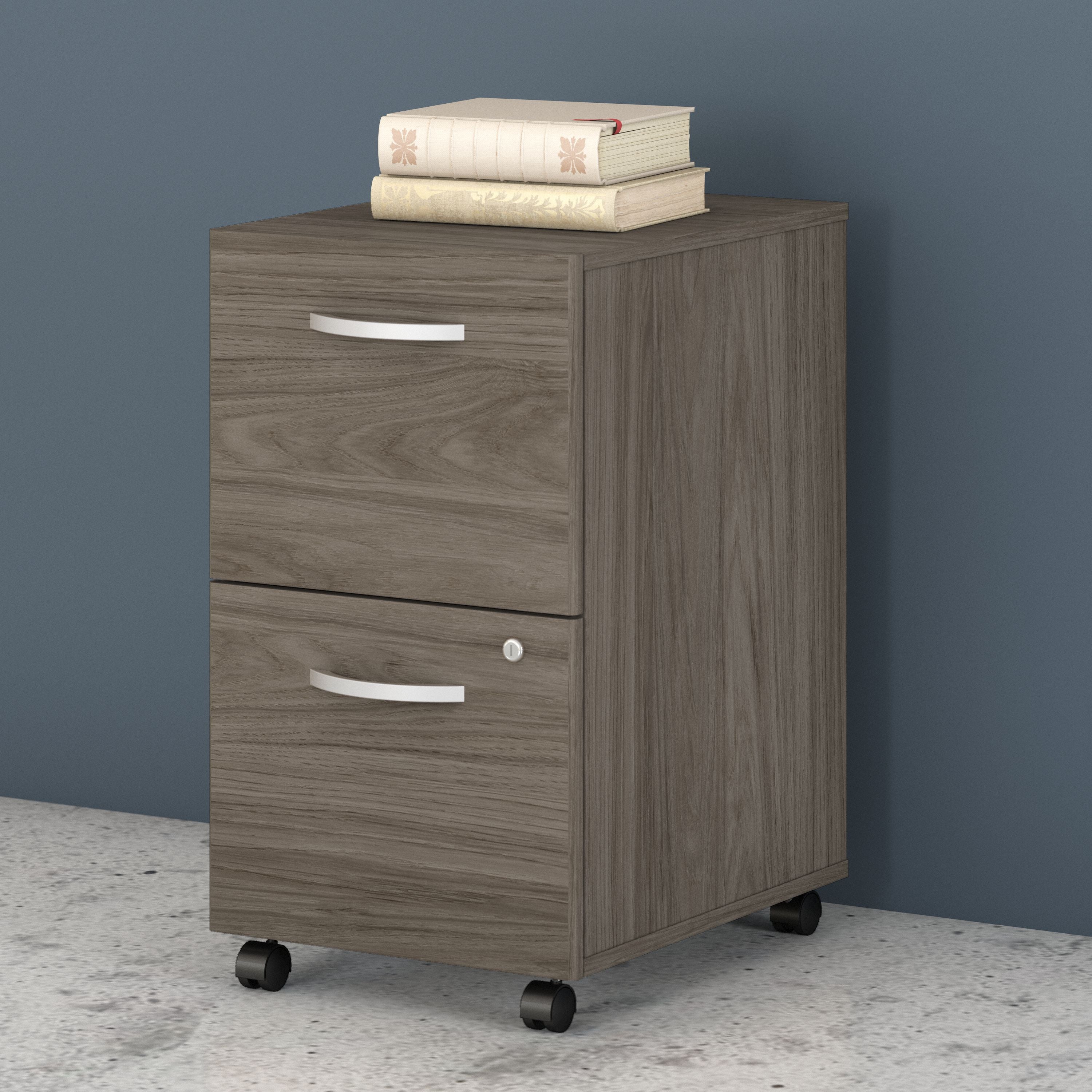 Bush Business Furniture Studio C 2 Drawer Mobile File Cabinet in Modern Hickory - 15.71" Width x 20.2" Depth x 27.79" Height