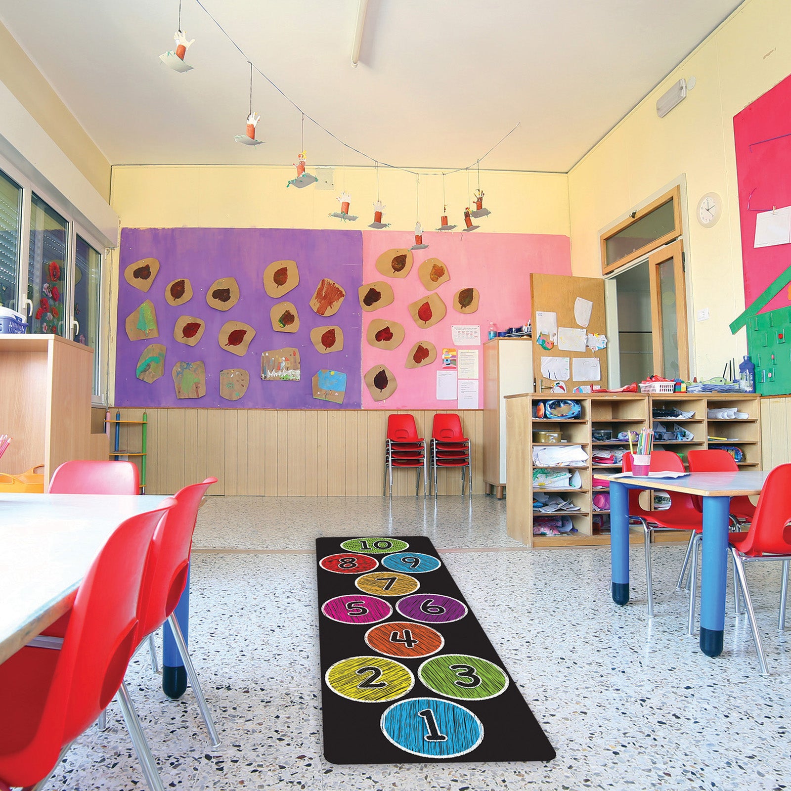Smart Poly™, The Original Fun Mat™, Mat Runner, 15.5" x 47", Numbers 1-10, Colored Chalk Circles