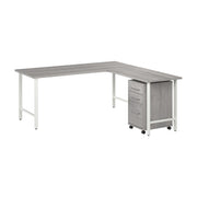 Bush Business Furniture Hustle 72W x 30D L Shaped Computer Desk with 3 Drawer Mobile File Cabinet in Platinum Gray - 71.02" Width x 71.33" Depth x 30.07" Height