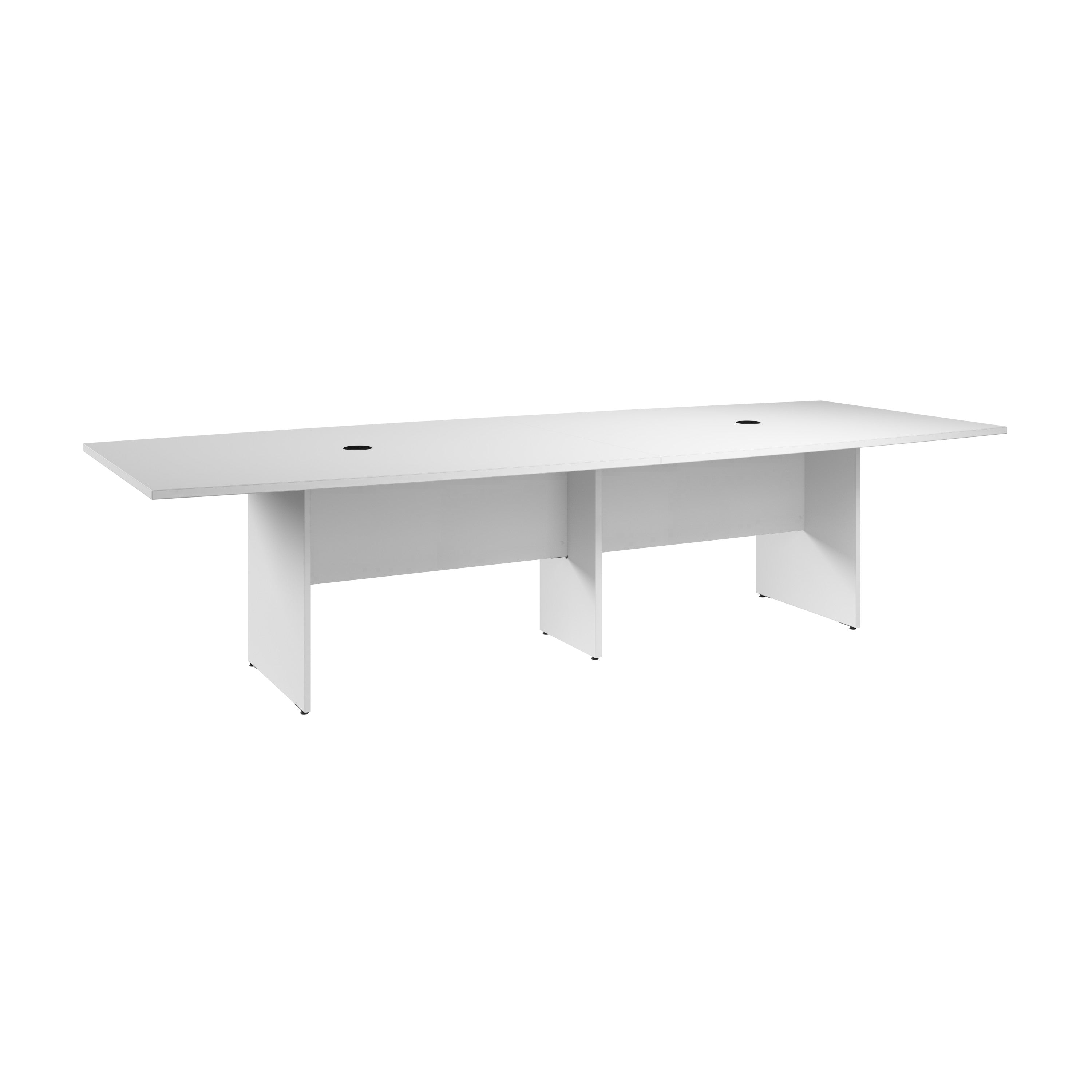 Bush Business Furniture 120-inch Office Conference Table with Wood Base in White - 119.21" Width x 47.52" Depth x 28.65" Height