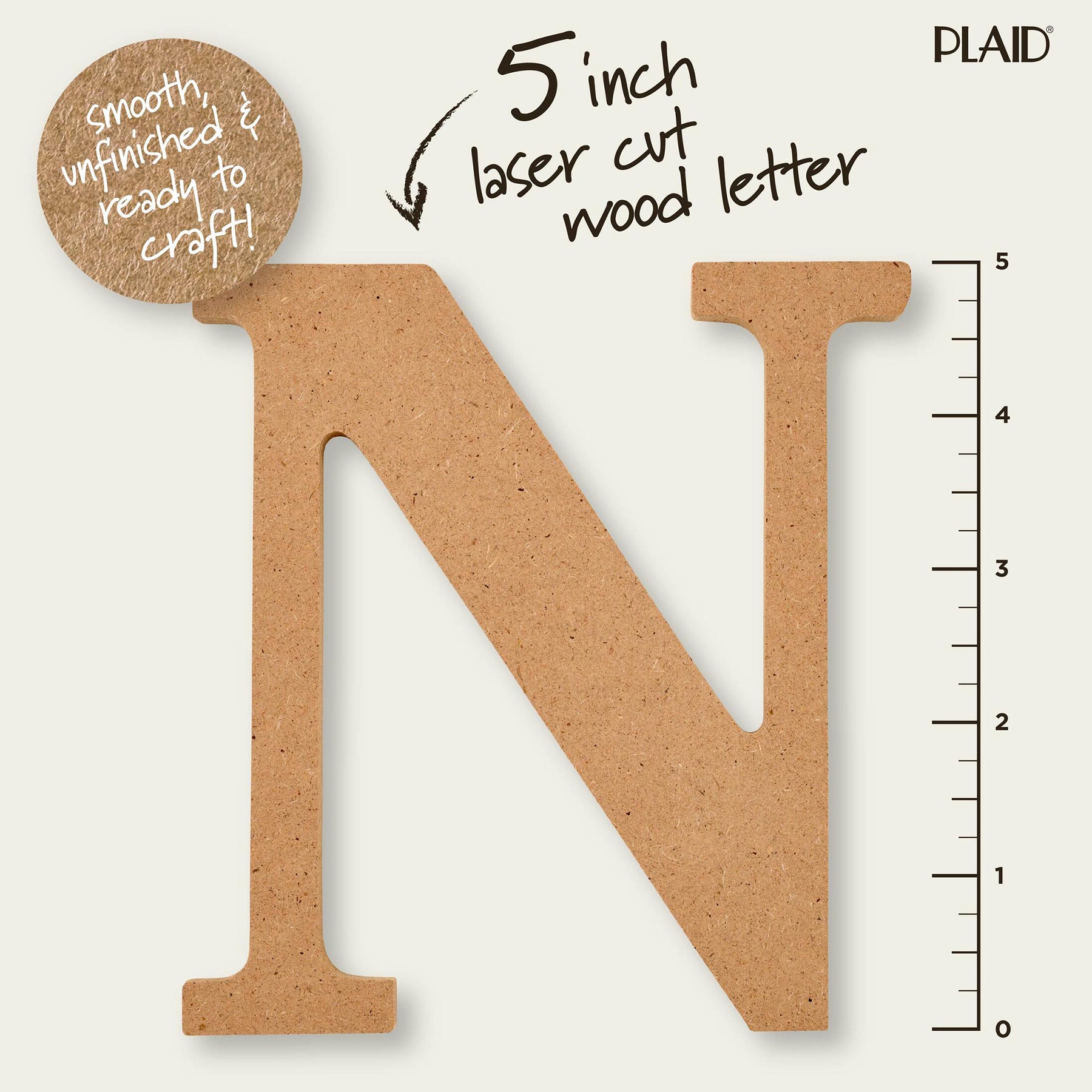 MDF Letter, N, 5 Inch