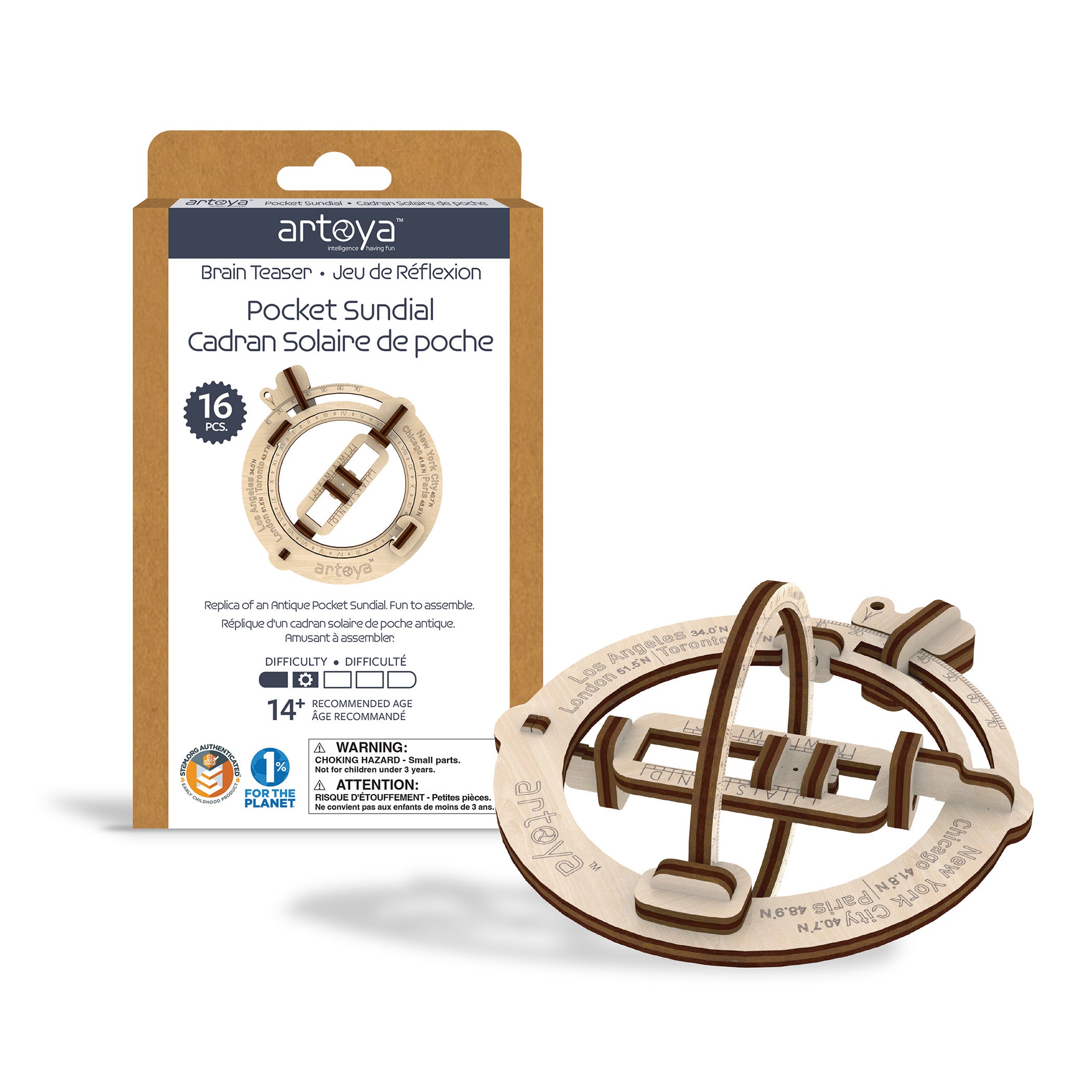 Pocket Sundial 3D Wooden STEM Model 5-Pack
