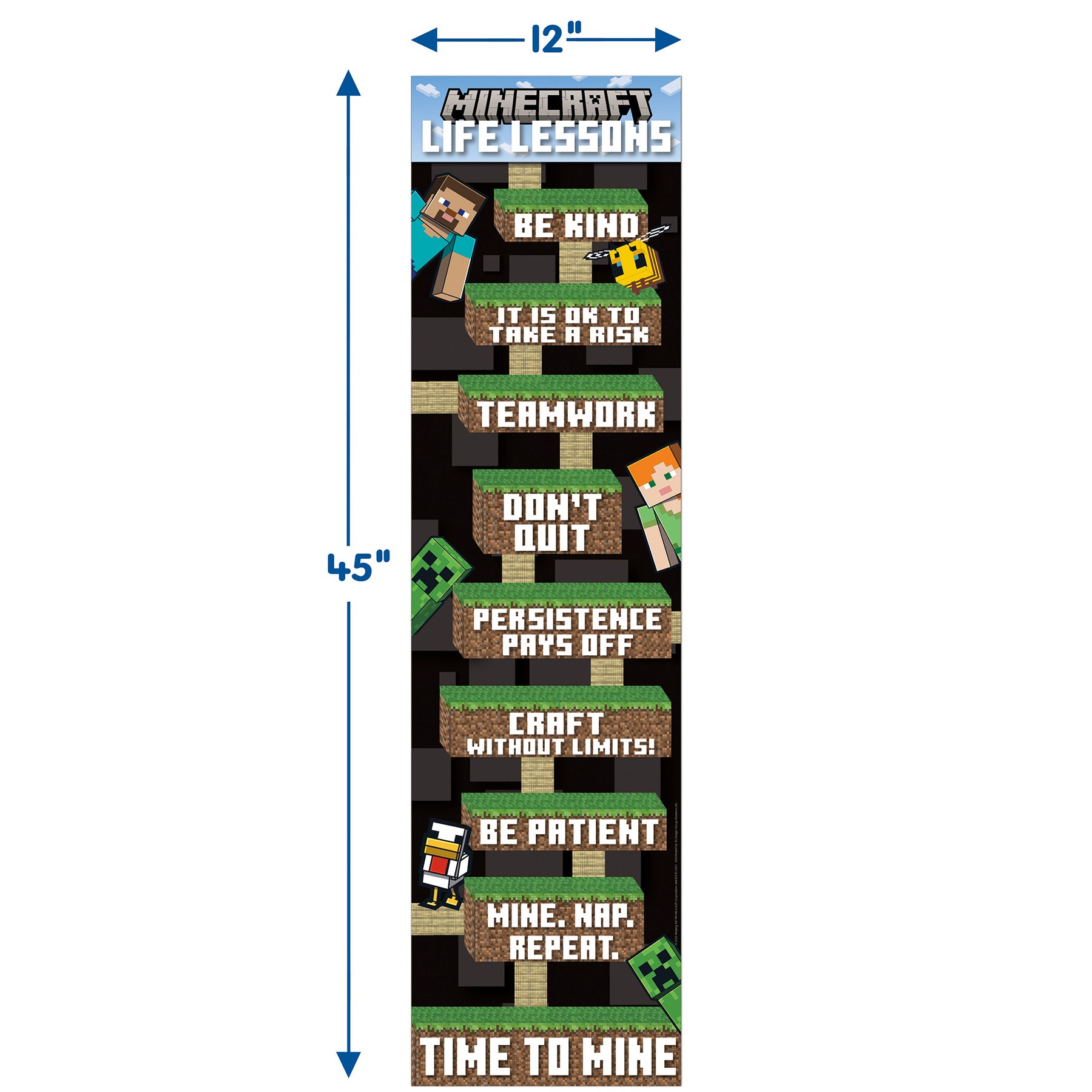 Minecraft Life Lessons Banner, 12" x 45"