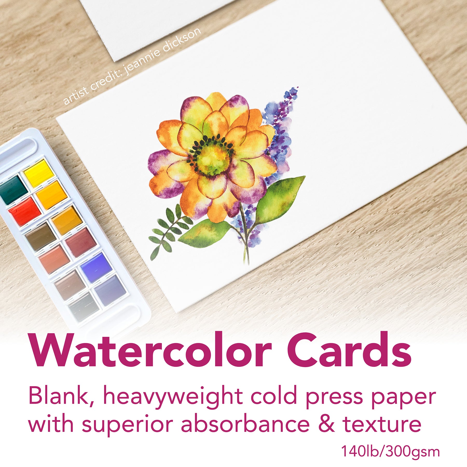 300 Series Watercolor Cards & Envelopes, Anniversary Size, 3.5x4.875 inch, 6 Pack