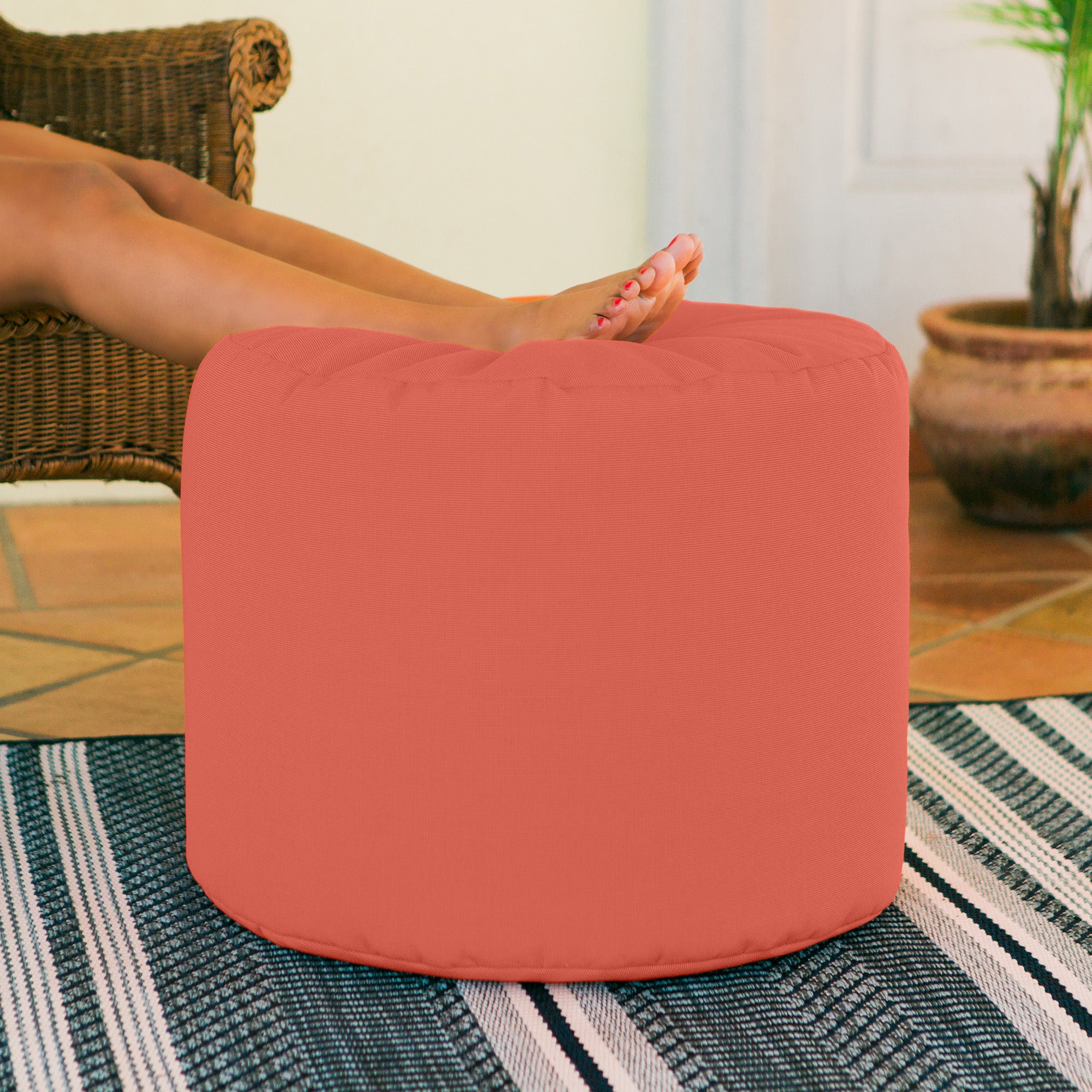 Jaxx Spring Indoor / Outdoor Bean Bag Pouf Ottoman, Flamingo