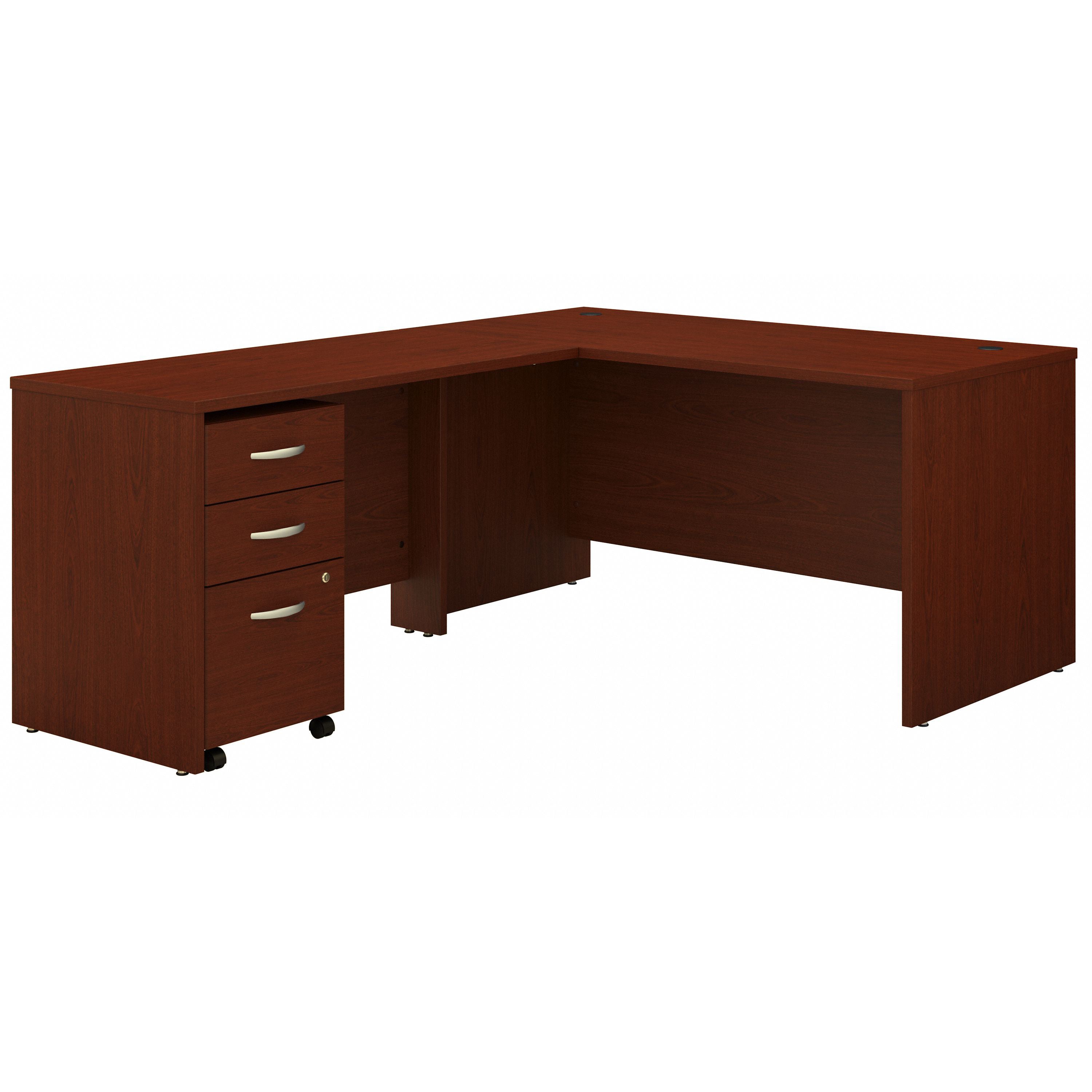 Bush Business Furniture Series C 60W L Shaped Desk with 3 Drawer Mobile File Cabinet in Mahogany - 59.45" Width x 77.05" Depth x 29.84" Height