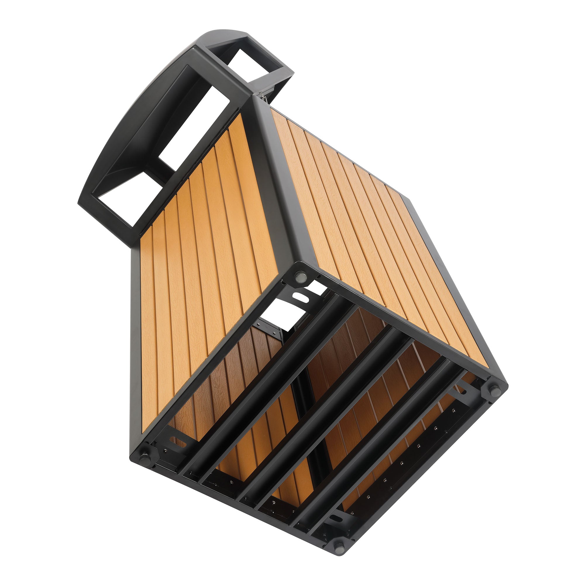 40-Gallon Outdoor Trash Container with Slatted Recycled Plastic Panels - Cedar