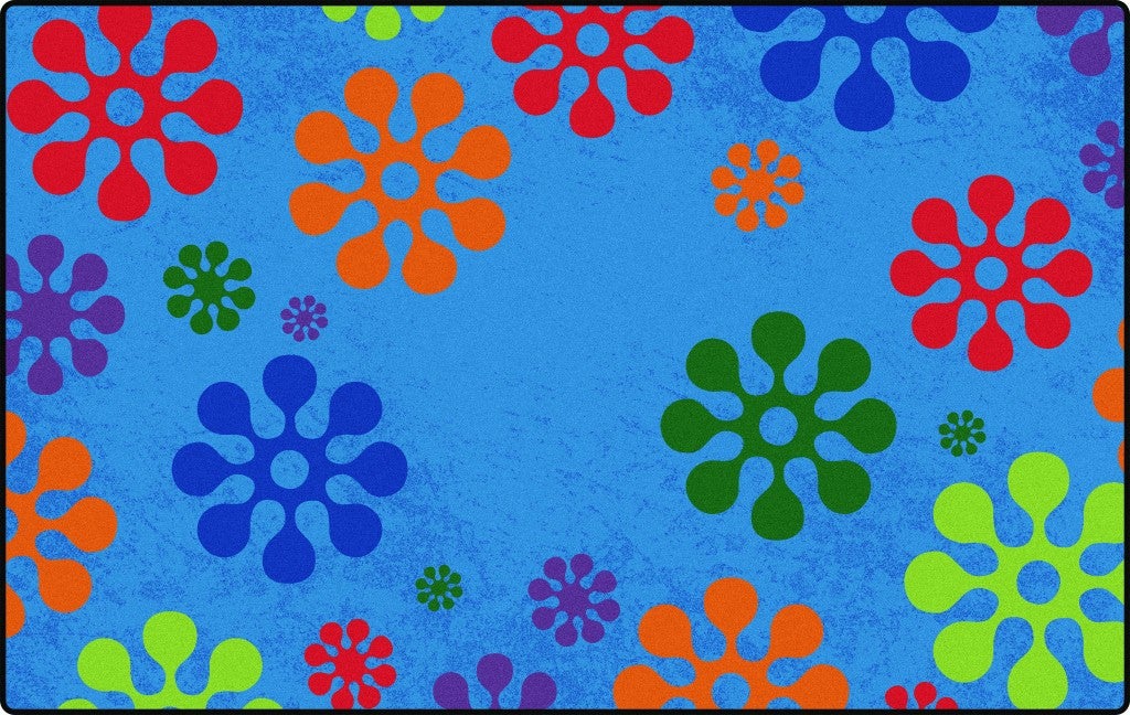 Flower Power Value Rug - 7ft 6in x 12ft - Rectangle - Multicolored Blue