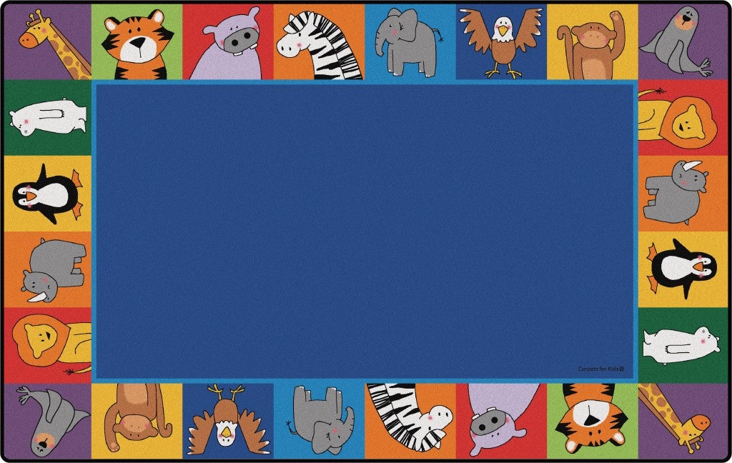 Zoo Animal Seating Rug - 7ft 6in x 12ft - Rectangle - Blue