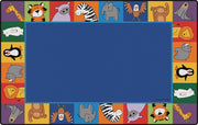 Zoo Animal Seating Rug - 6ft x 9ft - Rectangle - Blue
