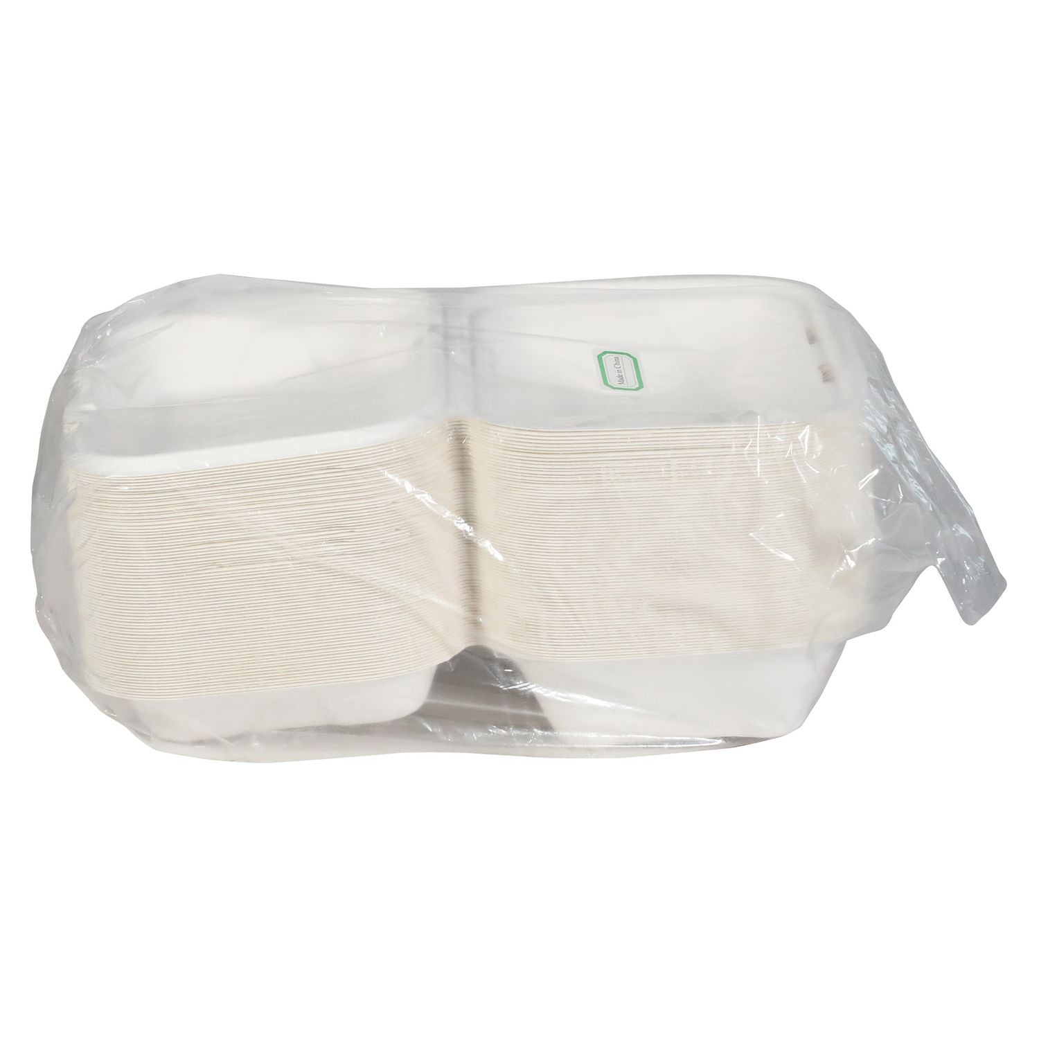 EarthChoice PFAS Free Compostable Hinged Lid Container, 9 x 6 x 3, Natural, Sugarcane, 150/Carton