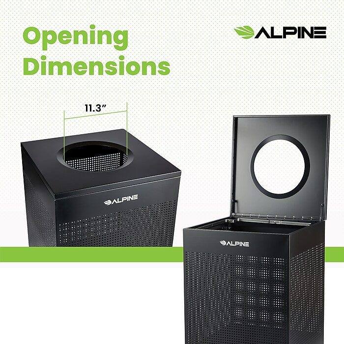 40 Gallon Black Perforated Metal Square Decorative Waste Receptacle