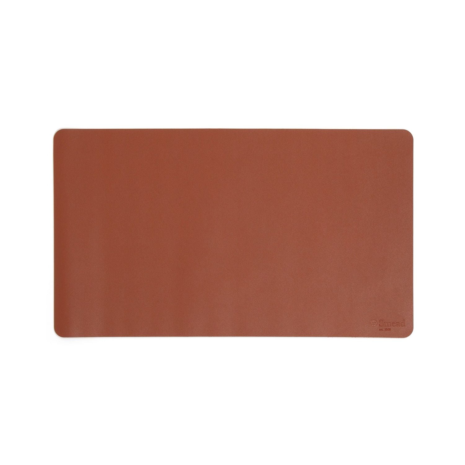 Smead Waterproof Desk Pad, Rectangular, 13.7" x 23.6", Faux Suede Backing, Vegan Leather, Saddle, 1 Each