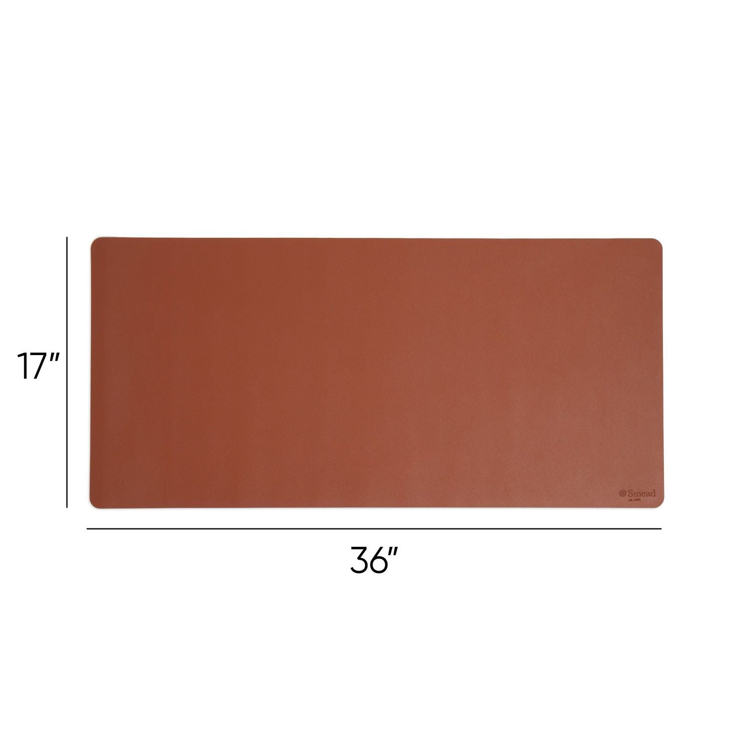 Smead Waterproof Desk Pad, Rectangular, 17" x 36", Vegan Leather, Faux Suede Backing, Saddle, 1 Each