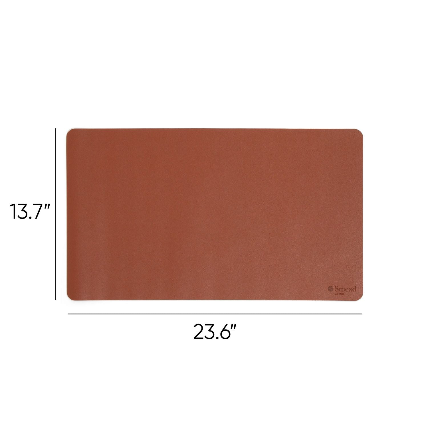 Smead Waterproof Desk Pad, Rectangular, 13.7" x 23.6", Faux Suede Backing, Vegan Leather, Saddle, 1 Each