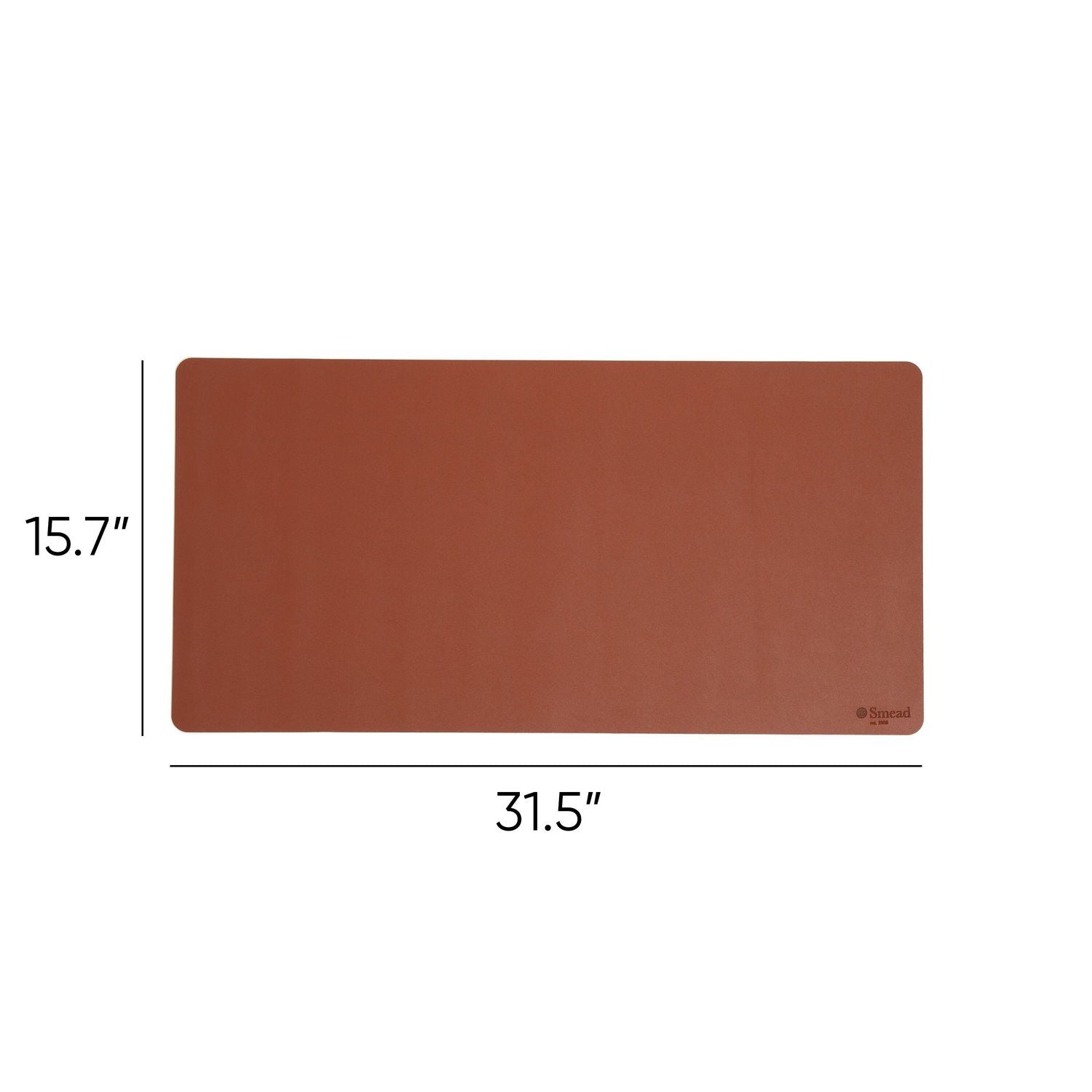 Smead Waterproof Desk Pad, Rectangular, 15.7" x 31.5", Faux Suede Backing, Vegan Leather, Saddle, 1 Each