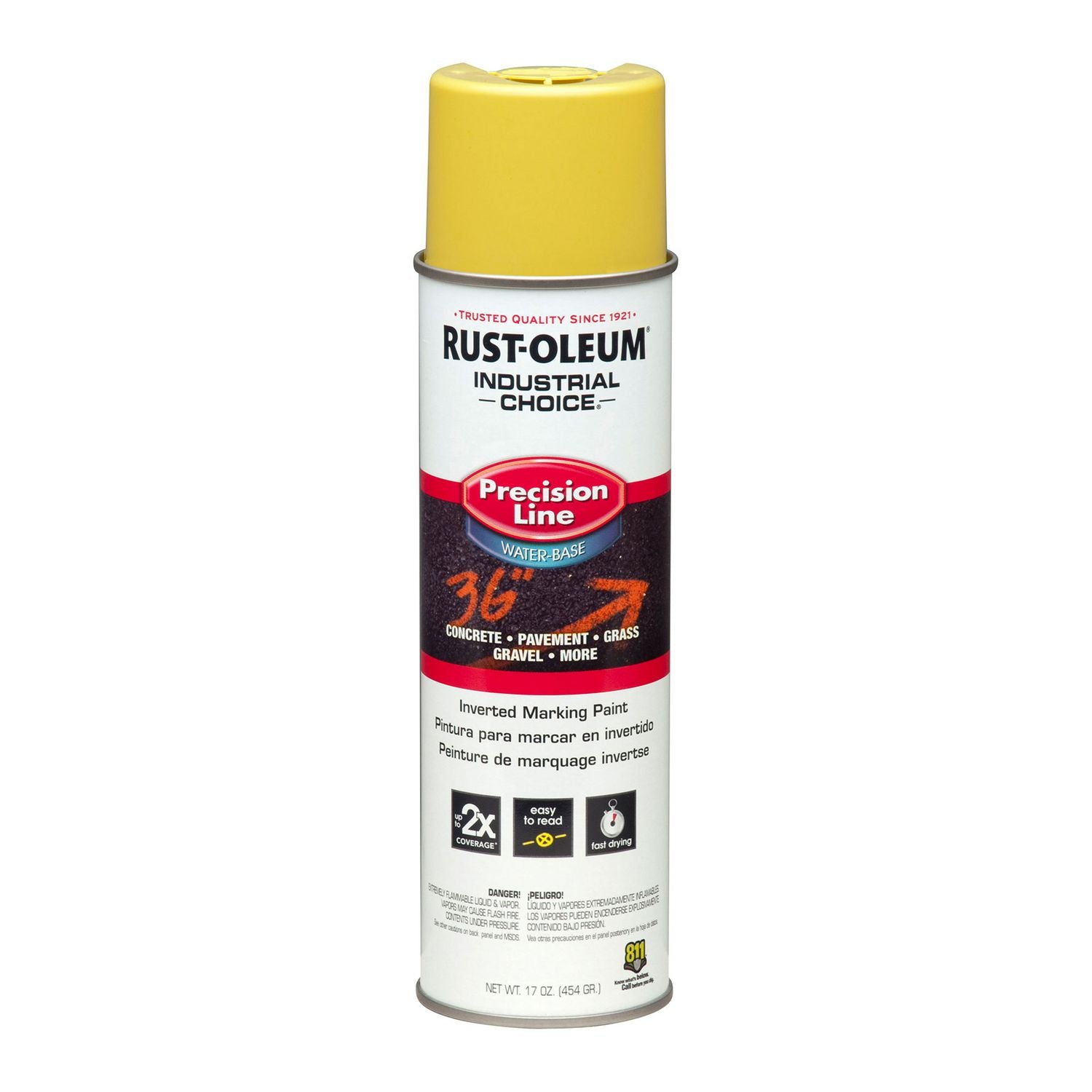 Industrial Choice White M1800 Marking Paint Spray - Aerosol - High Visibility Yellow - 1.06 lb - 12 / Carton