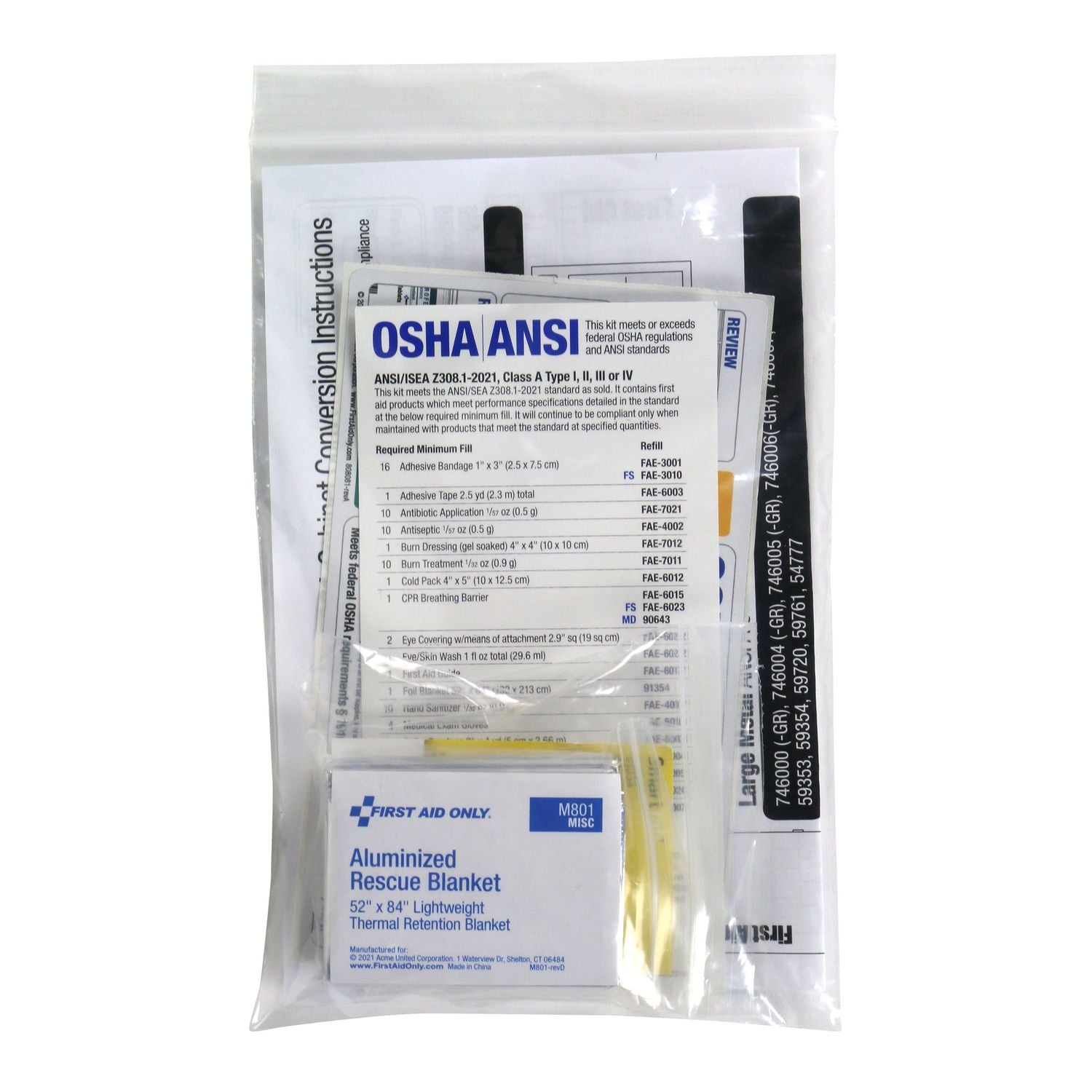 First Aid Only SmartCompliance 2021 Conversion Kit, Clear, 1 Each