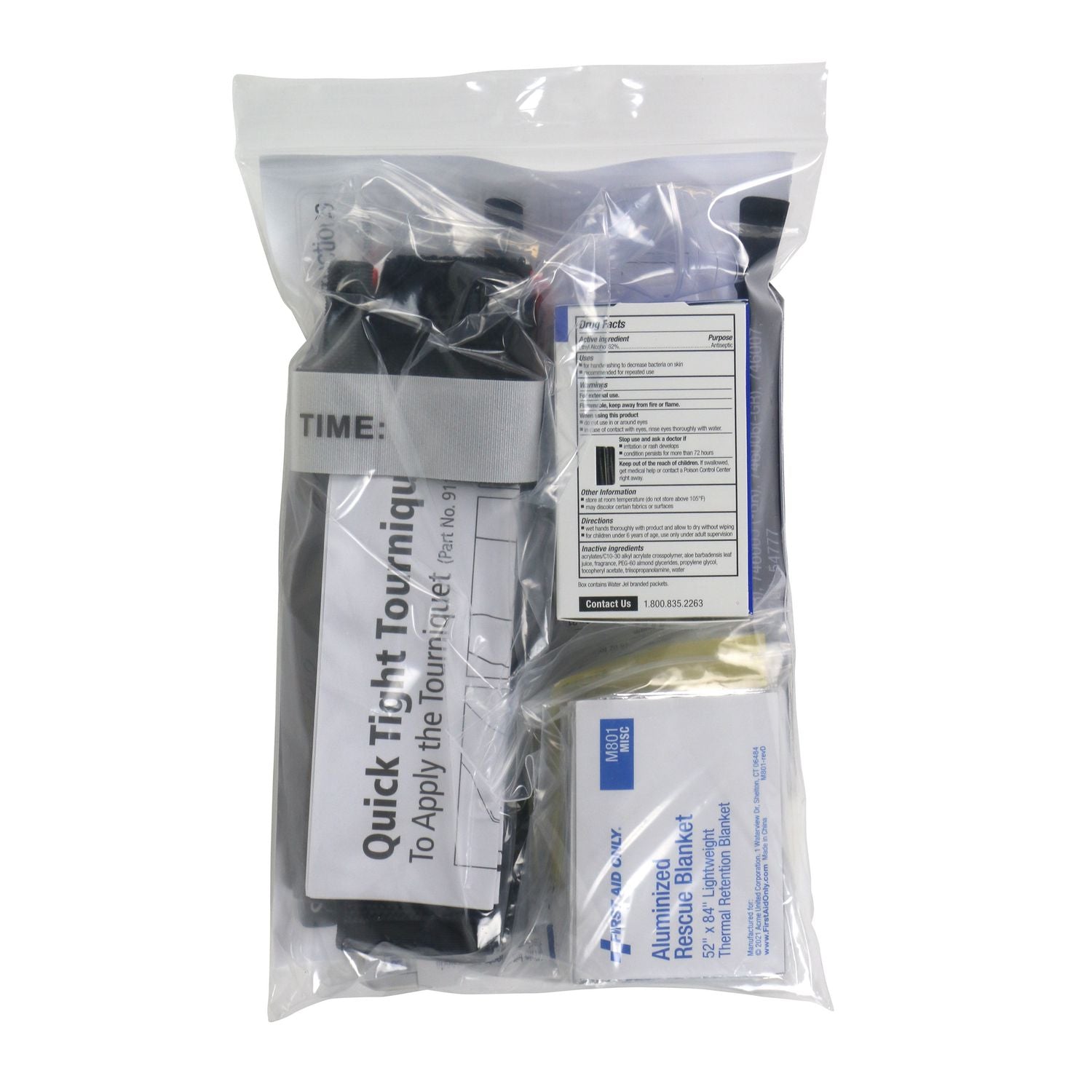 First Aid Only SmartCompliance 2021 Conversion Kit, Clear, 1 Each, Includes Windlass Tourniquet, Emergency Blanket, 10 Hand Sanitizers, ANSI B 2021 Labels and Contents Card