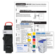 First Aid Only SmartCompliance 2021 Conversion Kit, Clear, 1 Each, Includes Windlass Tourniquet, Emergency Blanket, 10 Hand Sanitizers, ANSI B 2021 Labels and Contents Card