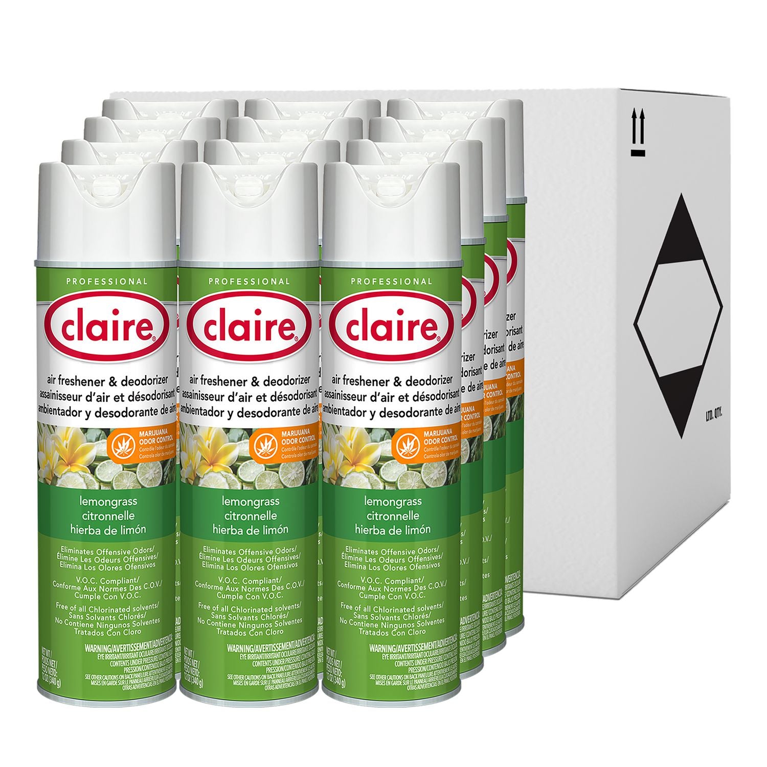 Aerosol Air Freshener and Deodorizer, Lemongrass Citronella, 12 oz Aerosol Spray, 12 Cans