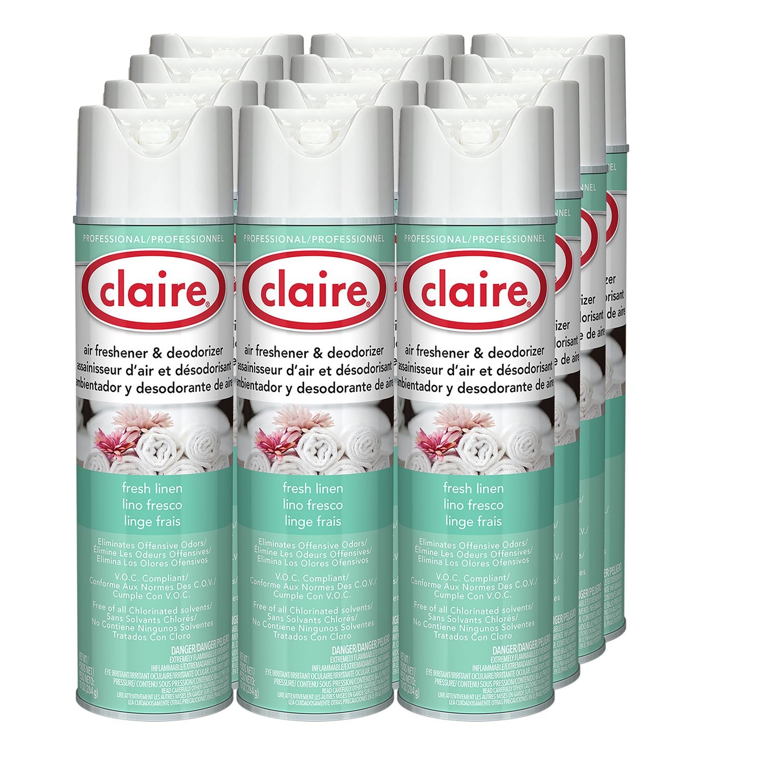Aerosol Air Freshener and Deodorizer, Fresh Linen, 10 oz Aerosol Spray, 12 Cans
