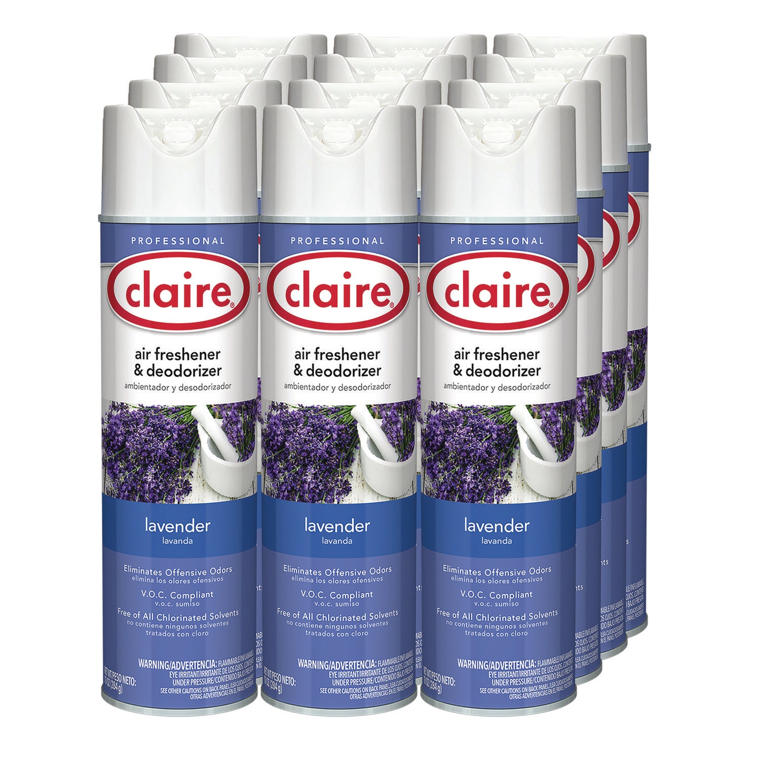 Aerosol Air Freshener and Deodorizer, Lavender, 10 oz Aerosol Spray, 12 Cans