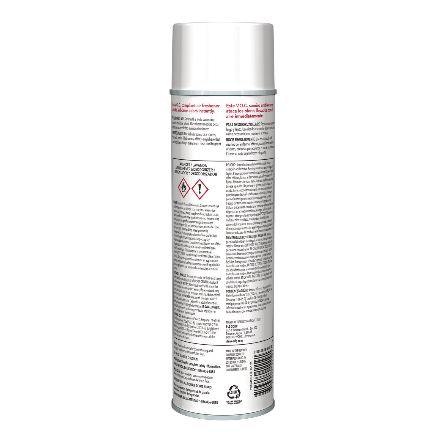 Aerosol Air Freshener and Deodorizer, Lavender, 10 oz Aerosol Spray, 12 Cans