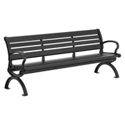 Aluminum Bench with Back, 73" x 22.75" x 30.75", Black Seat/Back, Black Base