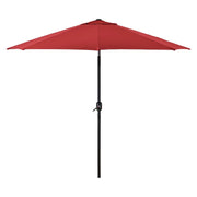 Outdoor Umbrella with Tilt Mechanism, 102" Span, 94" Long, Red Canopy, Black Handle