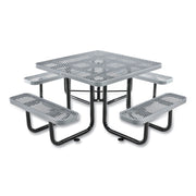 Expanded Steel Picnic Table, Square, 81 x 81 x 29.5, Gray Top, Gray Base/Legs