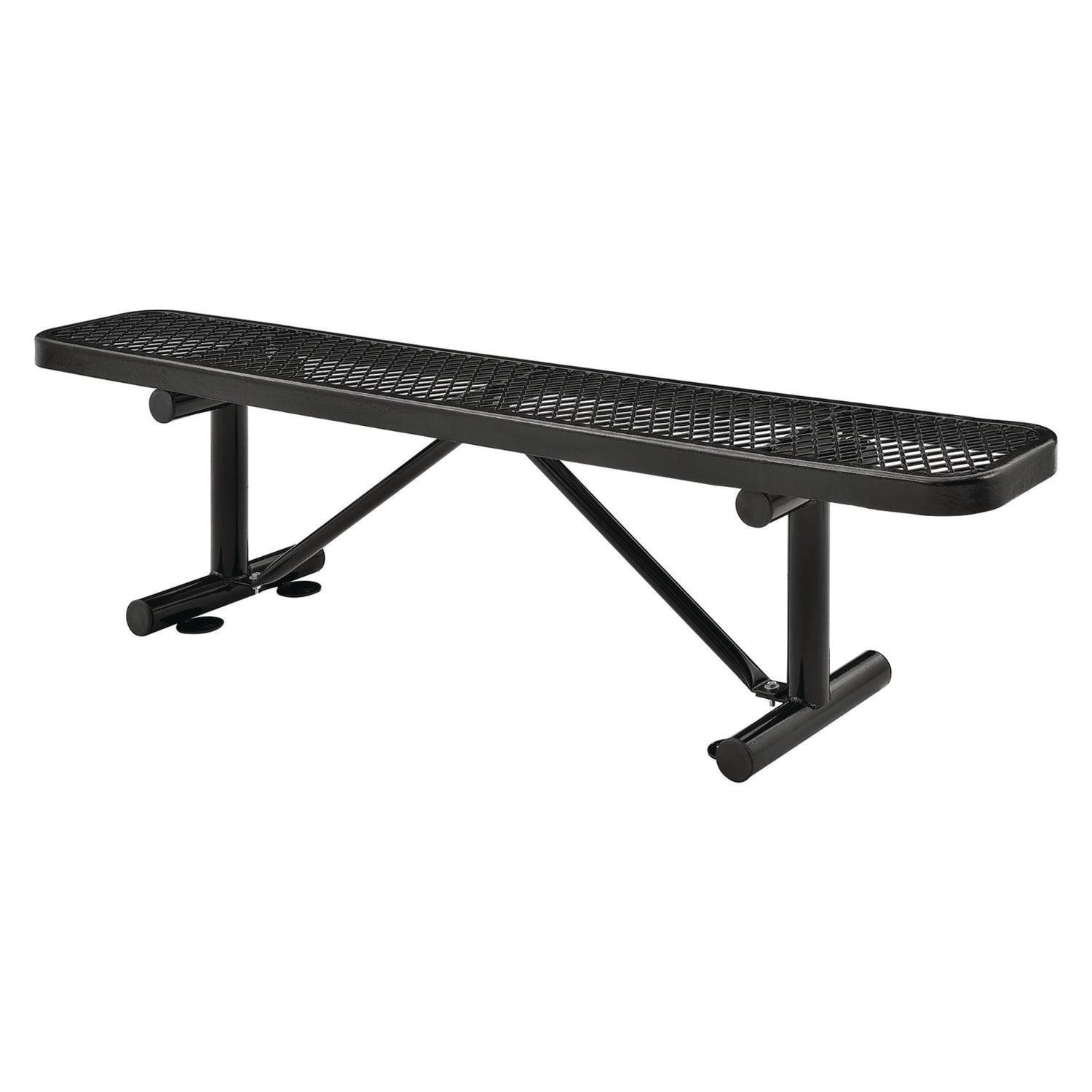 Expanded Steel Flat Bench, 72" x 14.5" x 18", Black Seat, Black Base