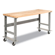 Light Duty Butcher Block Top Adjustable Height Workbench, 800 lbs, 72 x 30 x 36 to 43, Gray