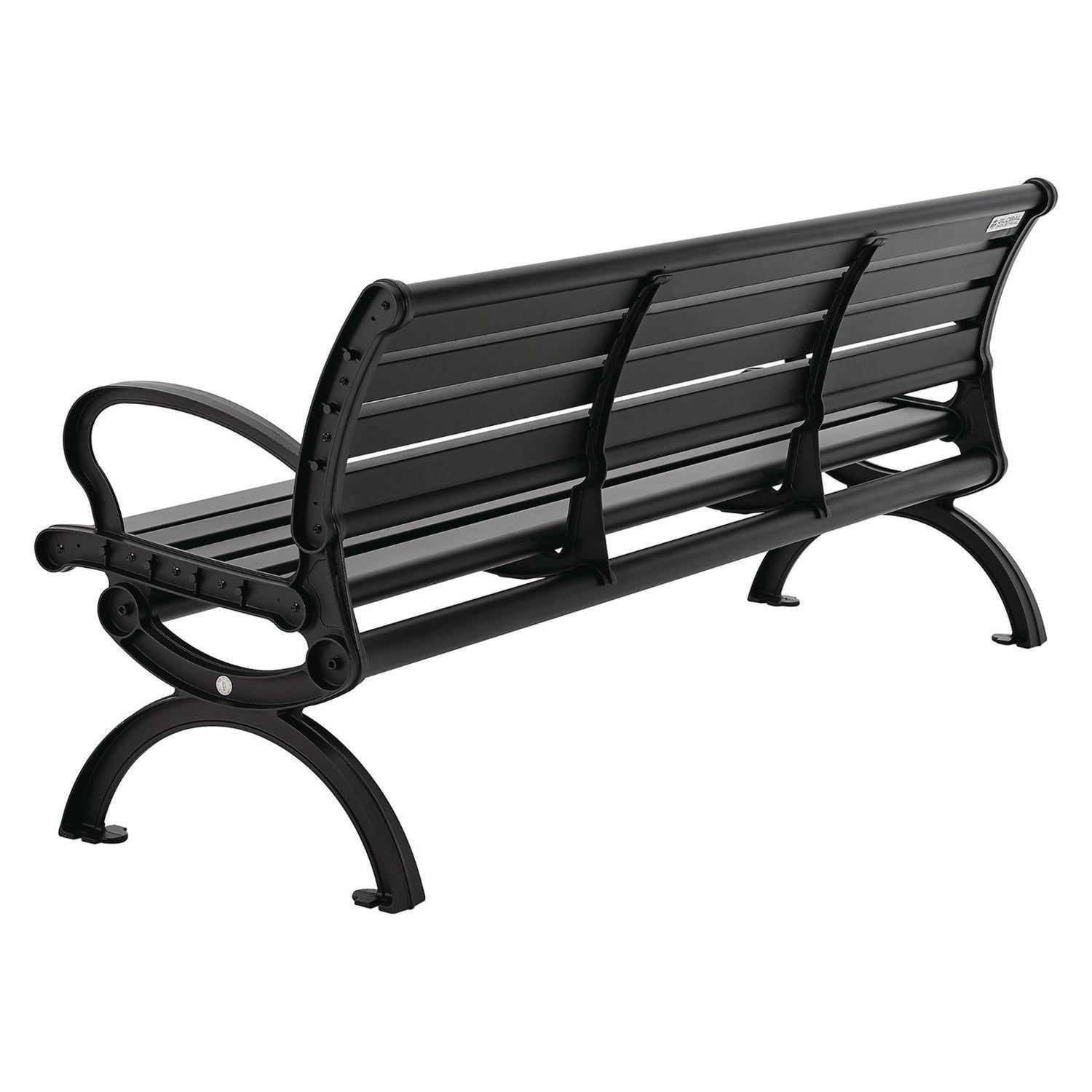 Aluminum Bench with Back, 73" x 22.75" x 30.75", Black Seat/Back, Black Base