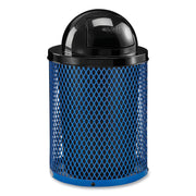 Outdoor Diamond Steel Trash Can, 36 gal, Dome Lid, Blue