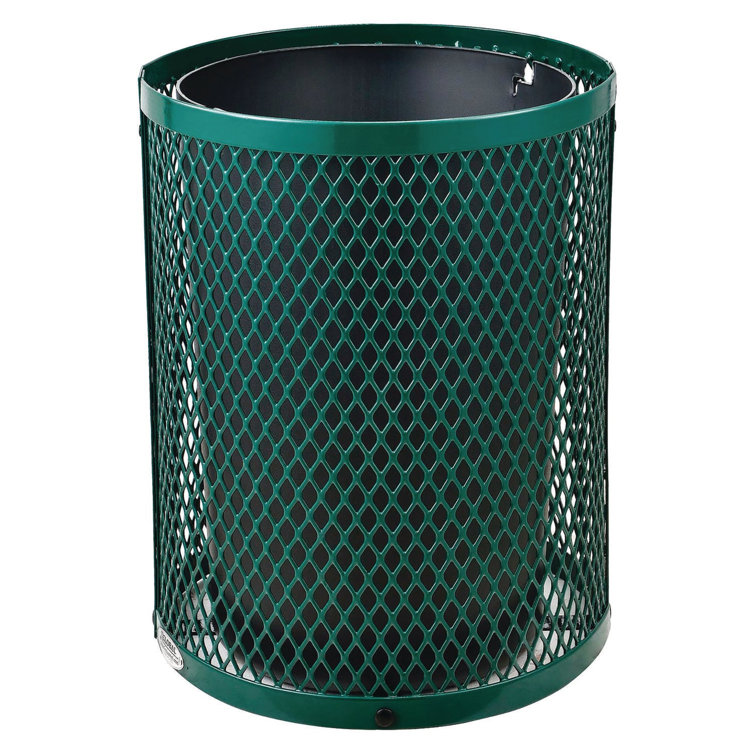 Outdoor Diamond Steel Trash Can, 36 gal, Dome Lid, Green