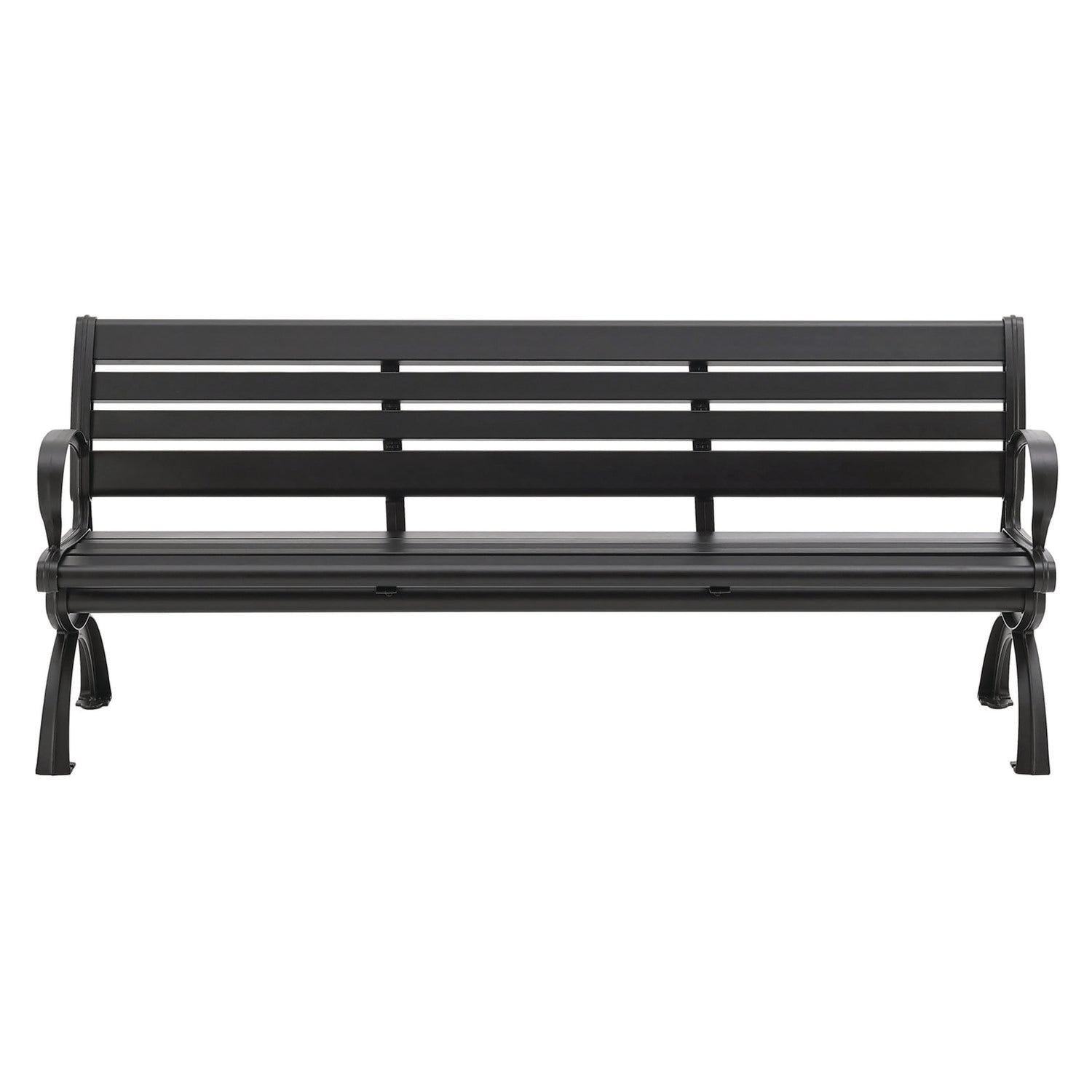 Aluminum Bench with Back, 73" x 22.75" x 30.75", Black Seat/Back, Black Base