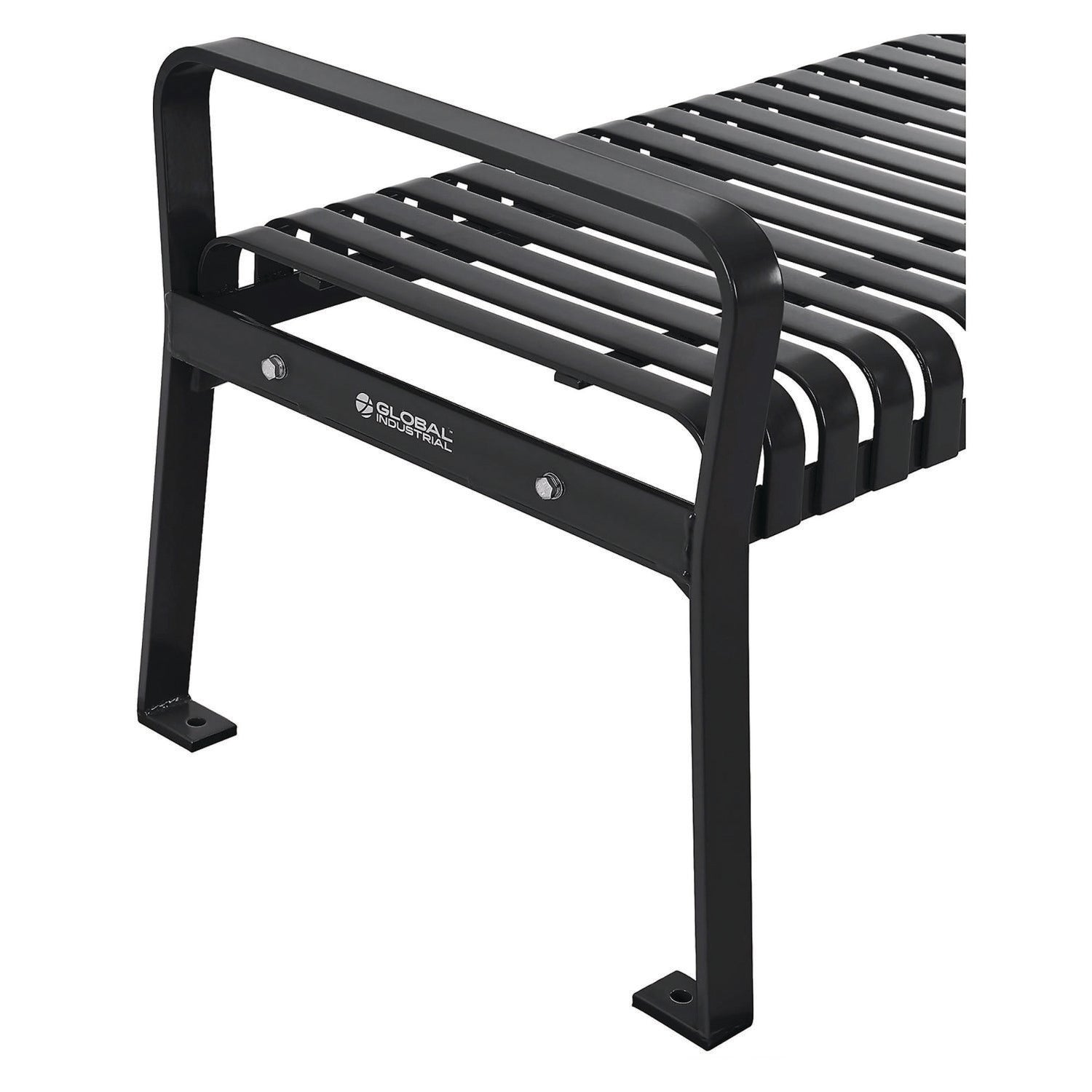 Steel Slat Flat Bench, 70" x 24" x 24.25", Black Seat, Black Base