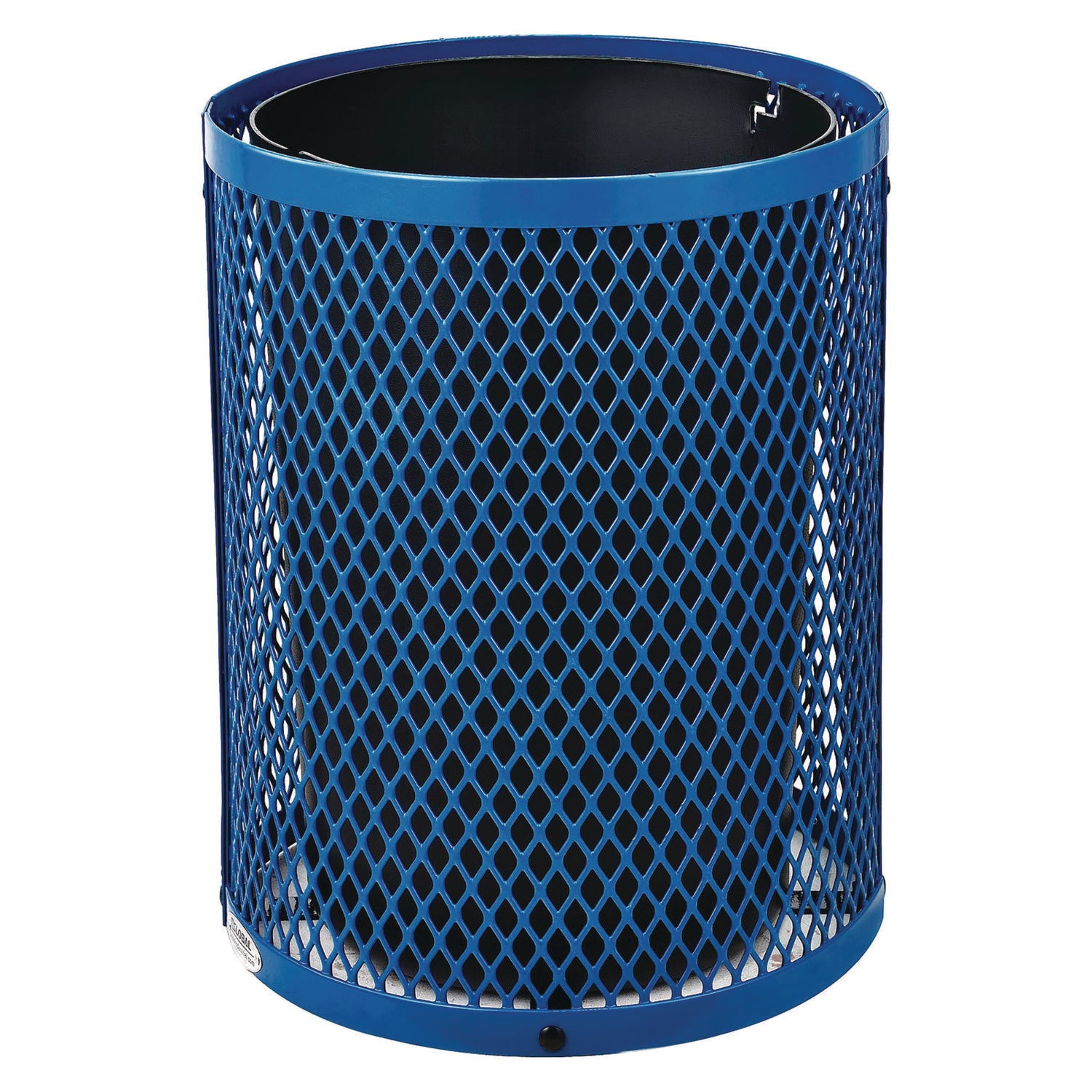 Outdoor Diamond Steel Trash Can, 36 gal, Dome Lid, Blue