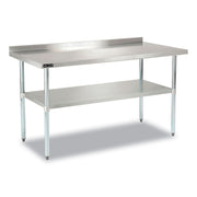 Work Table with Undershelf with Backsplash, Rectangular, 60 x 30 x 35, Silver Top, Silver Base/Legs